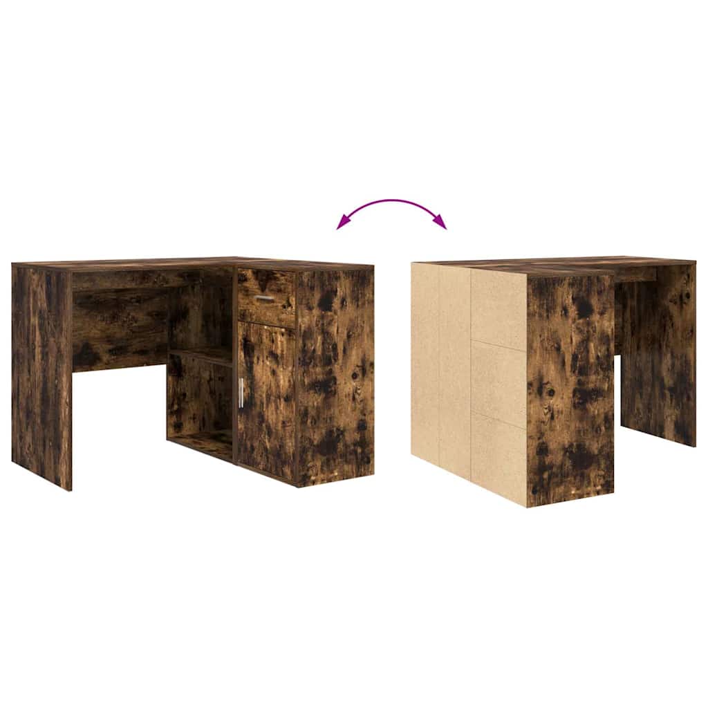 Hoekbureau met lade Gerookt eiken 102 x 88 x 75 cm is nu te koop bij PeponiXL, paradijselijk wonen!