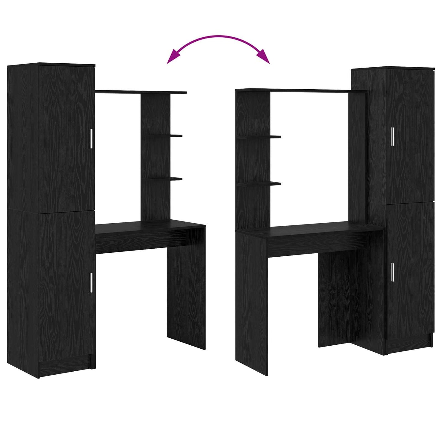 Bureau 2 pcs Zwart Eiken is nu te koop bij PeponiXL, paradijselijk wonen!