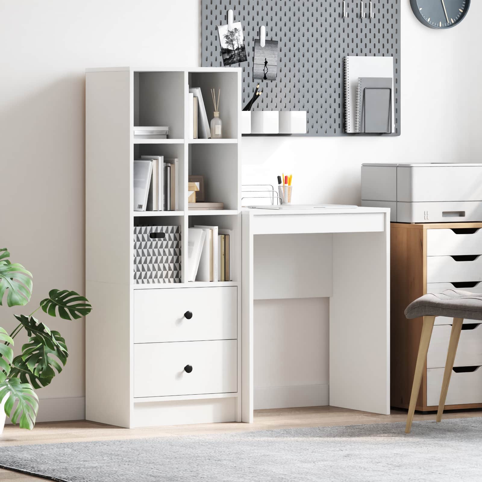 Bureau met lade met plank met opslag 2 pcs Wit is nu te koop bij PeponiXL, paradijselijk wonen!