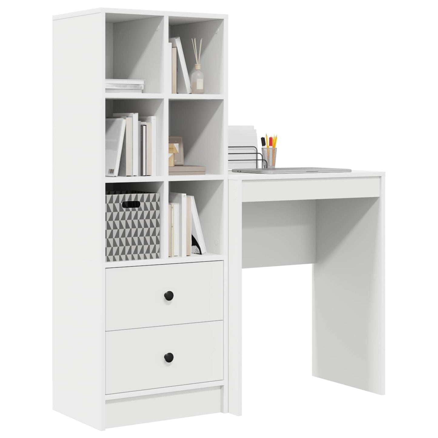 Bureau met lade met plank met opslag 2 pcs Wit is nu te koop bij PeponiXL, paradijselijk wonen!