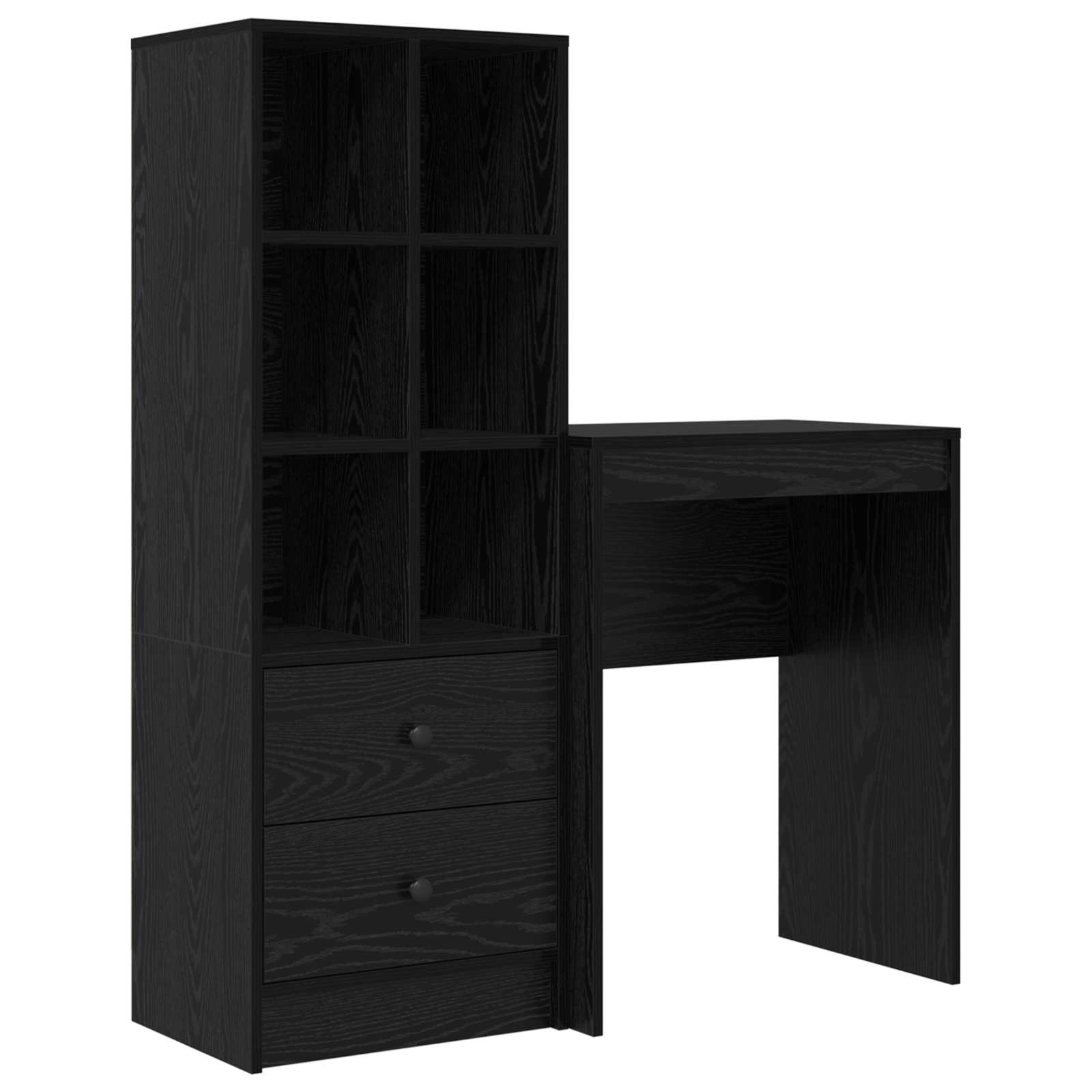 Bureau met lade met plank met opslag 2 pcs Zwart Eiken is nu te koop bij PeponiXL, paradijselijk wonen!