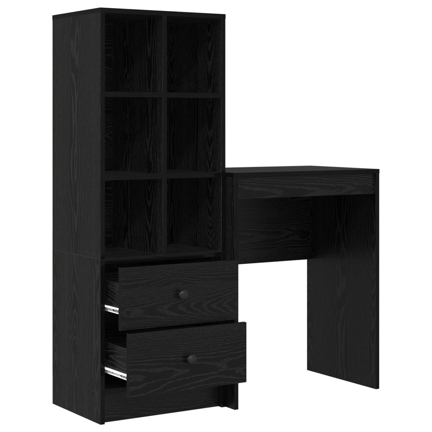 Bureau met lade met plank met opslag 2 pcs Zwart Eiken is nu te koop bij PeponiXL, paradijselijk wonen!