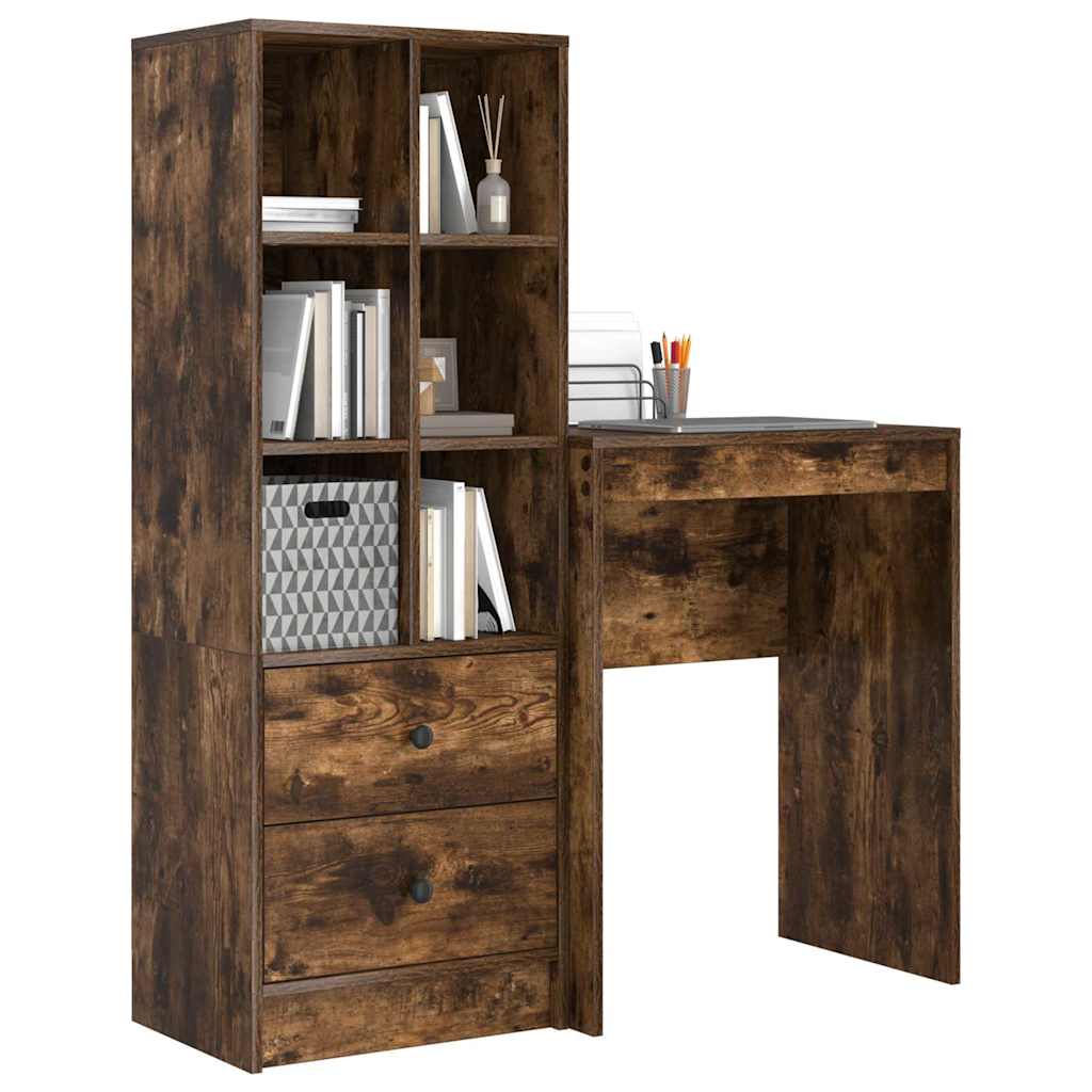 Bureau met lade 2 pcs Gerookt eiken is nu te koop bij PeponiXL, paradijselijk wonen!