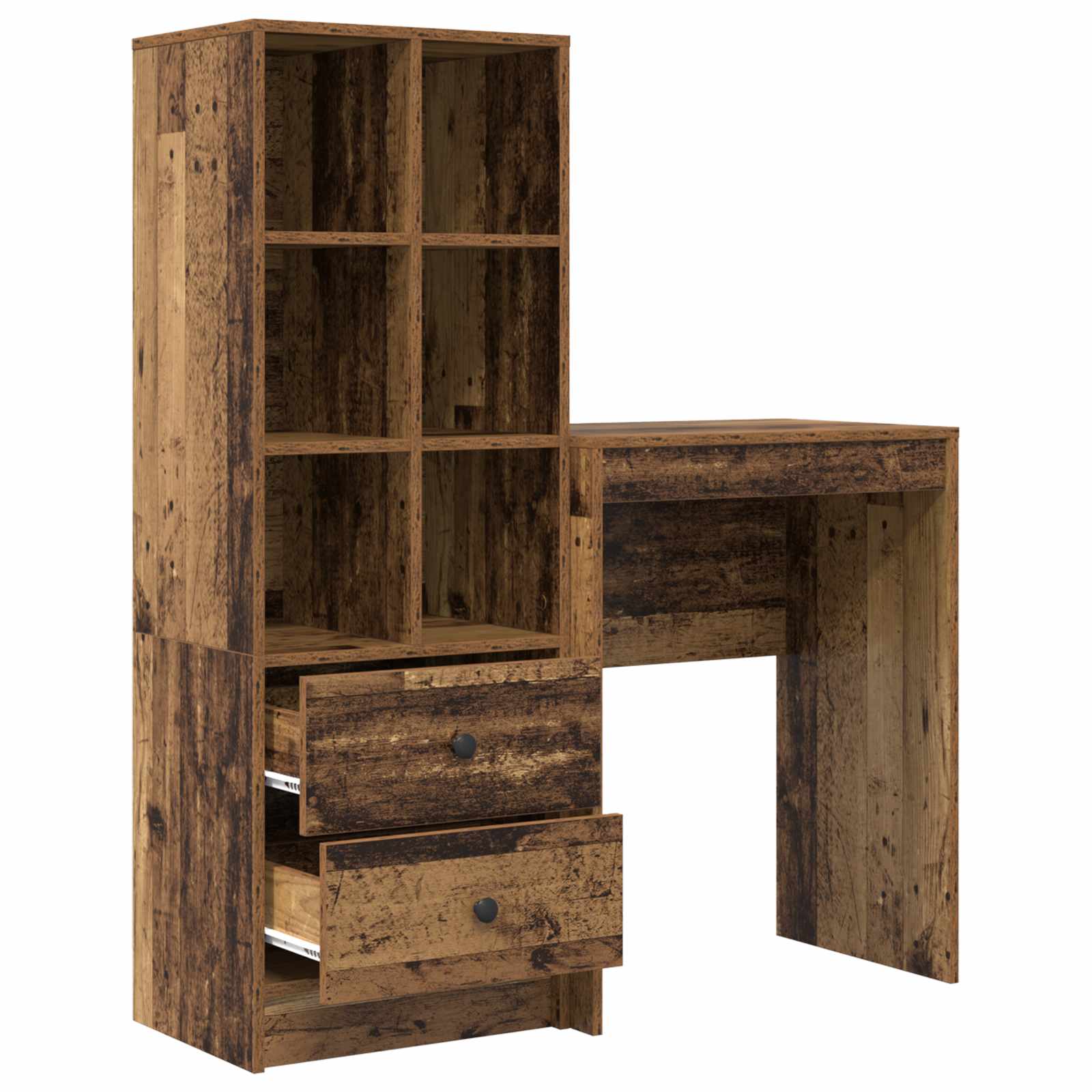 Bureau met lade met plank met opslag 2 pcs Oudhout is nu te koop bij PeponiXL, paradijselijk wonen!