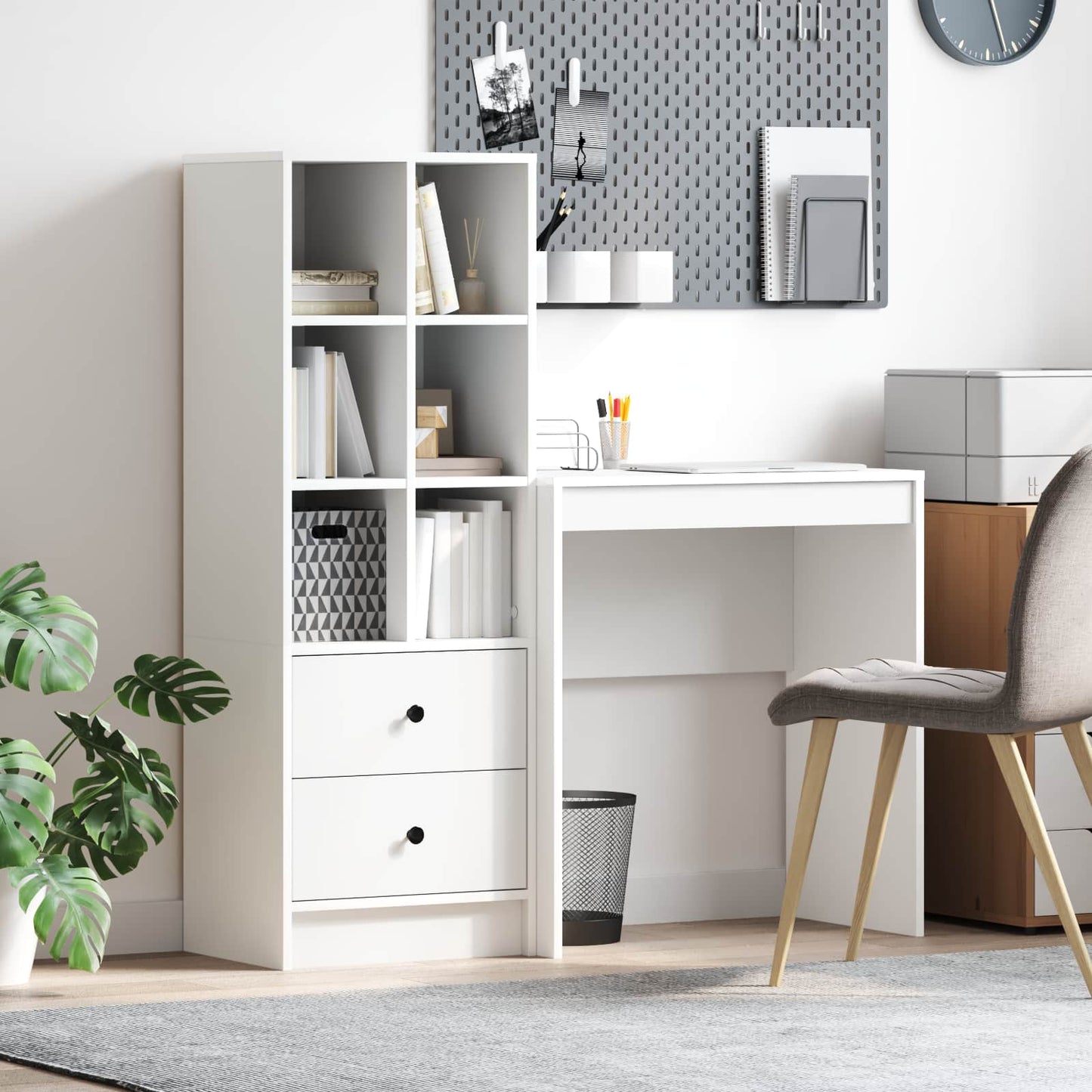 Bureau met lade met plank met opslag 2 pcs Wit is nu te koop bij PeponiXL, paradijselijk wonen!