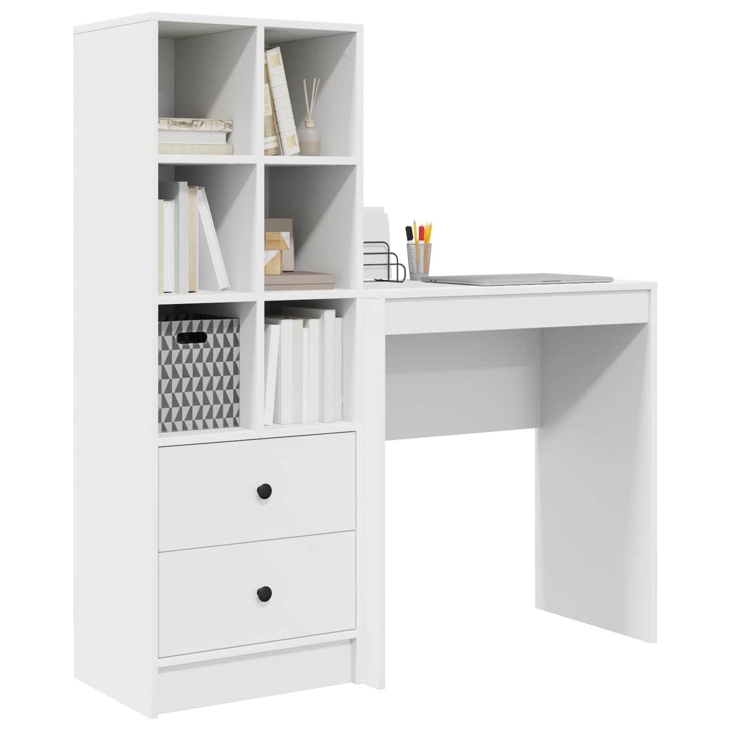 Bureau met lade met plank met opslag 2 pcs Wit is nu te koop bij PeponiXL, paradijselijk wonen!