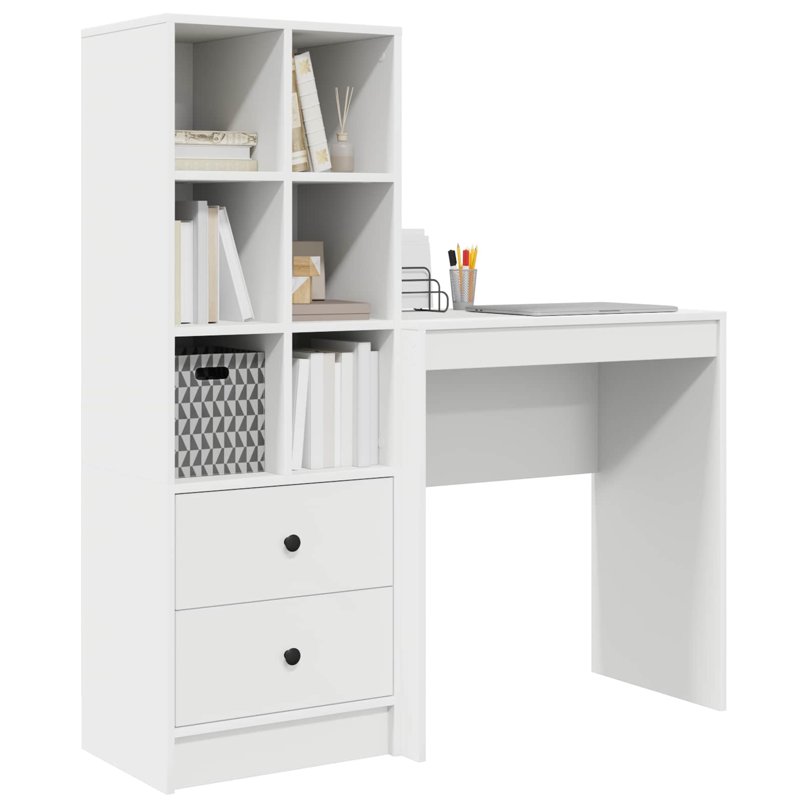 Bureau met lade met plank met opslag 2 pcs Wit is nu te koop bij PeponiXL, paradijselijk wonen!