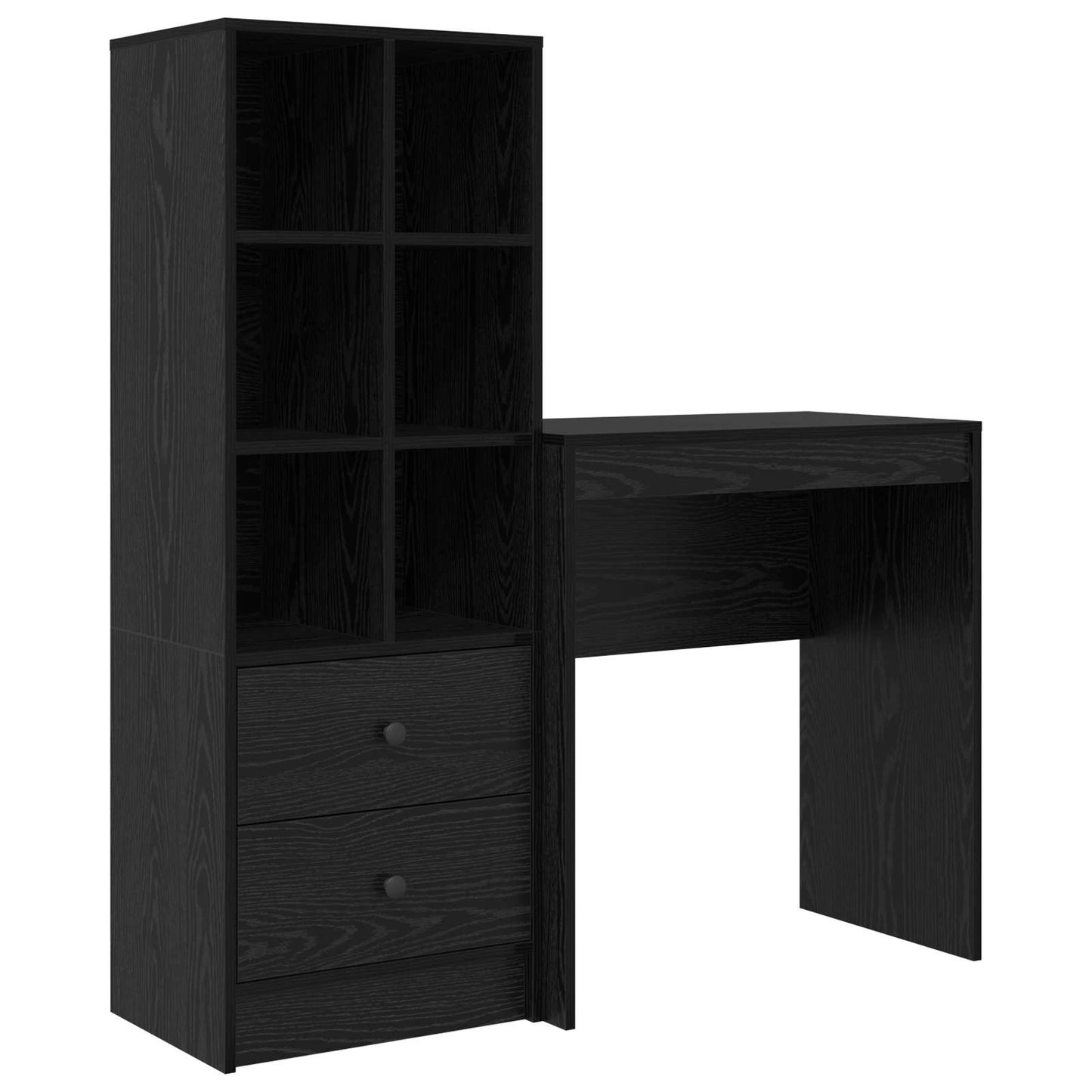 Bureau met lade met plank met opslag 2 pcs Zwart Eiken is nu te koop bij PeponiXL, paradijselijk wonen!