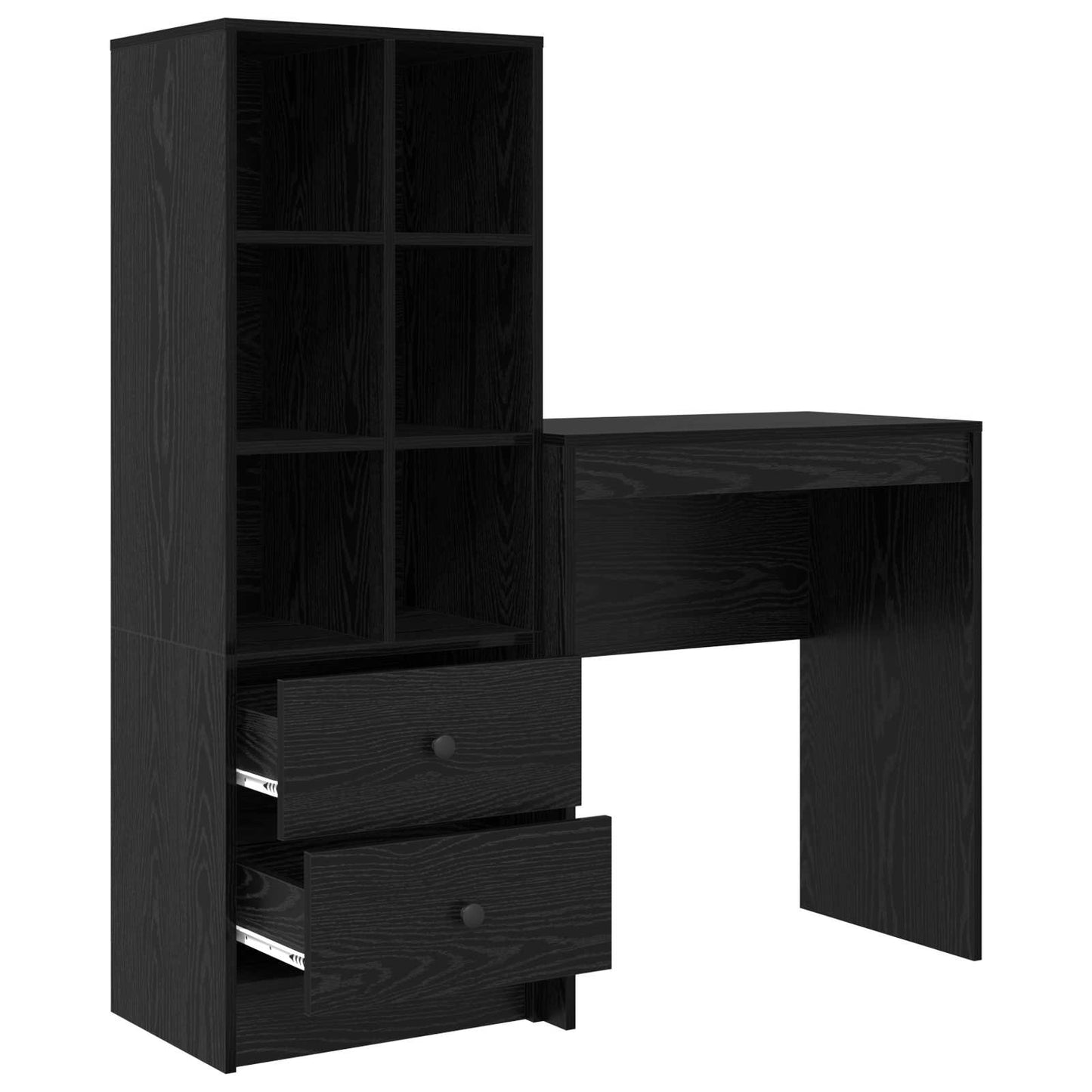 Bureau met lade met plank met opslag 2 pcs Zwart Eiken is nu te koop bij PeponiXL, paradijselijk wonen!