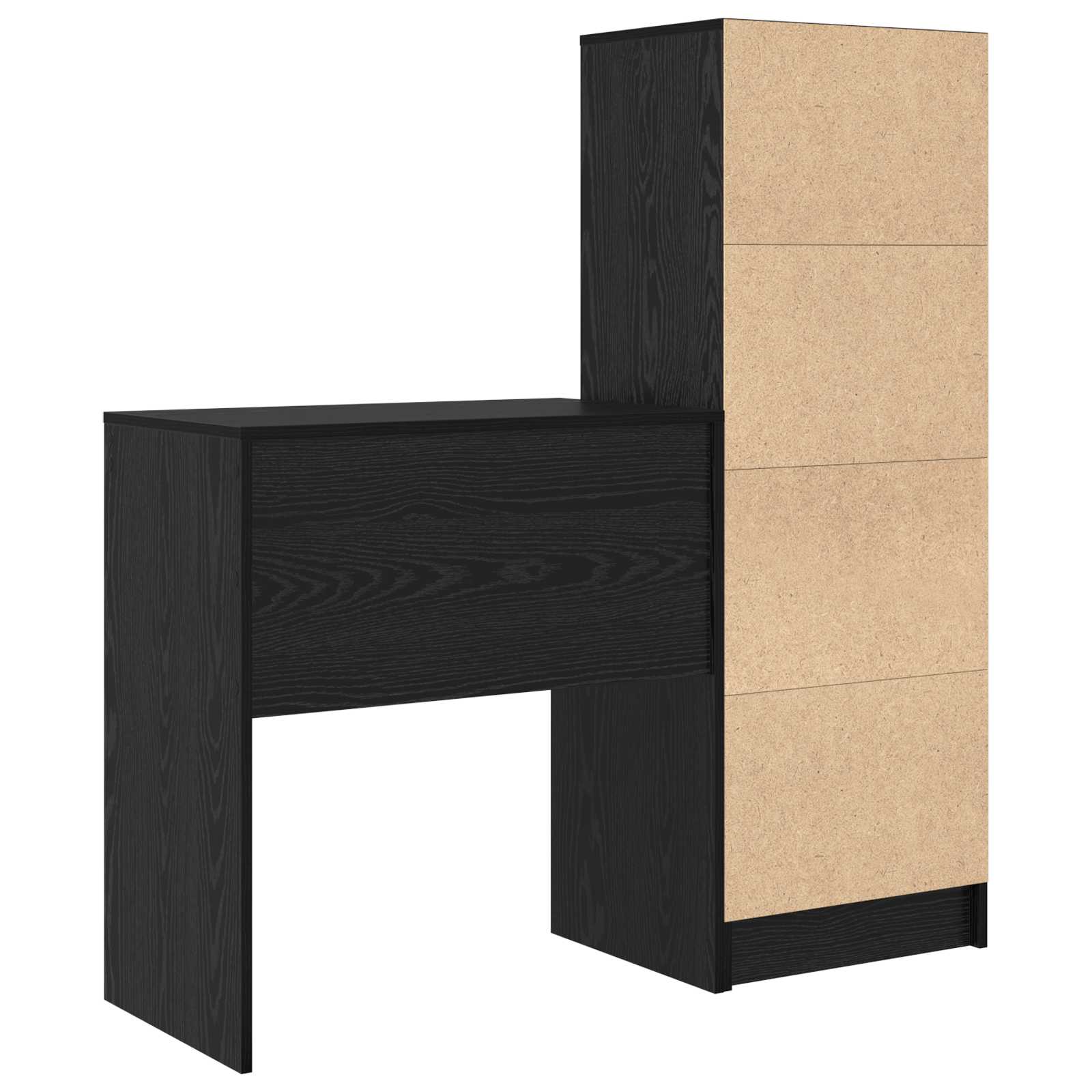 Bureau met lade met plank met opslag 2 pcs Zwart Eiken is nu te koop bij PeponiXL, paradijselijk wonen!