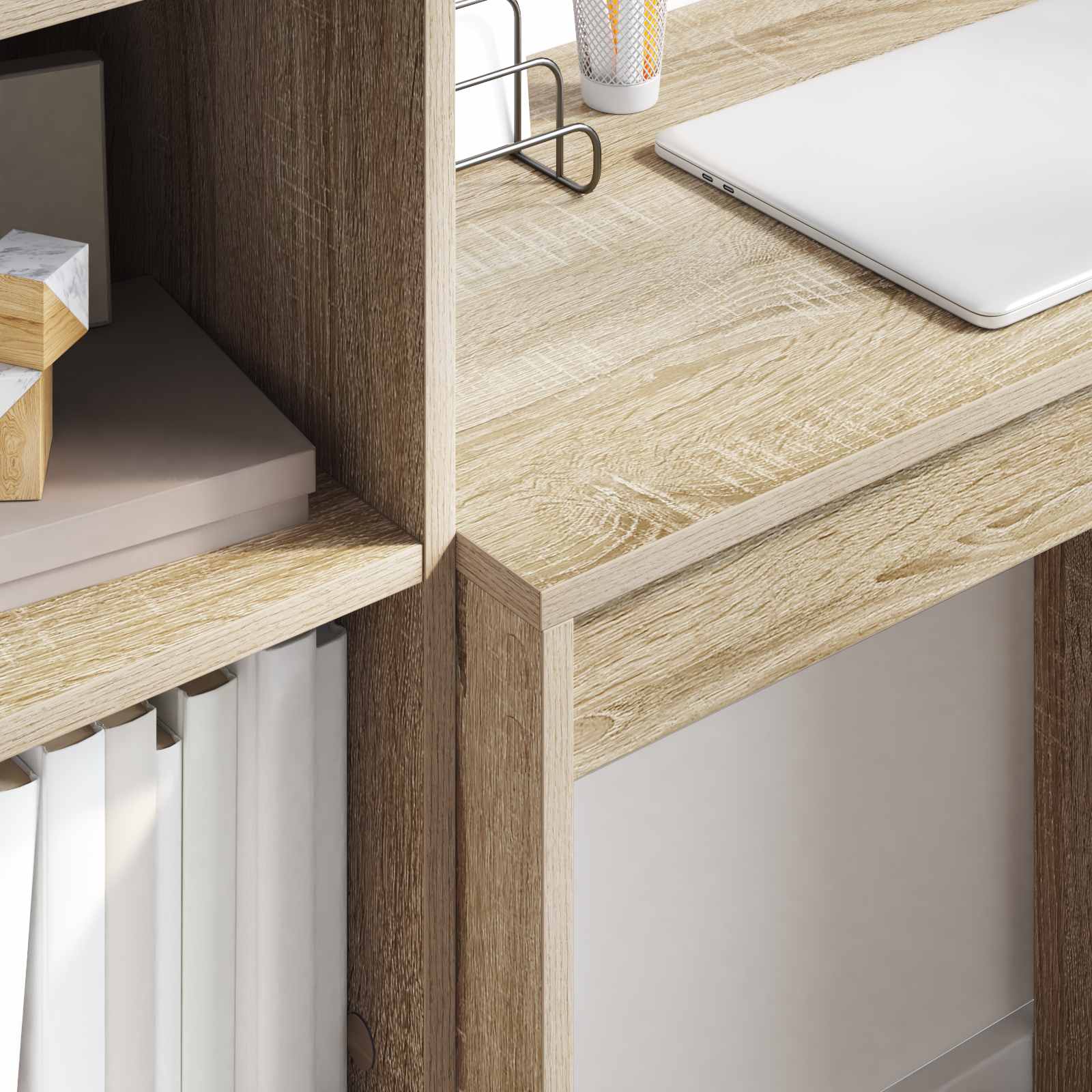 Bureau met lade met plank met opslag 2 pcs Sonoma Eiken is nu te koop bij PeponiXL, paradijselijk wonen!