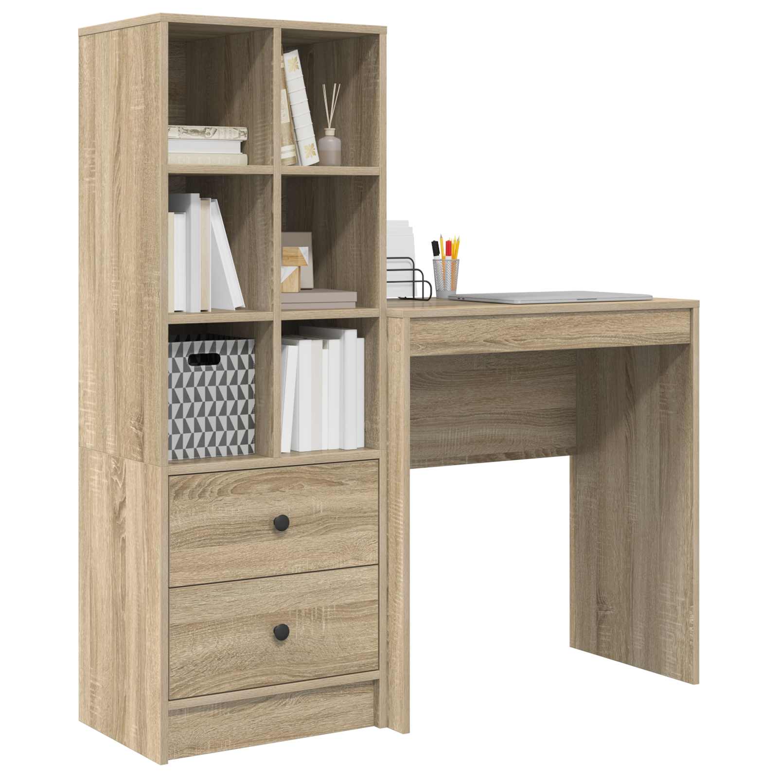 Bureau met lade met plank met opslag 2 pcs Sonoma Eiken is nu te koop bij PeponiXL, paradijselijk wonen!