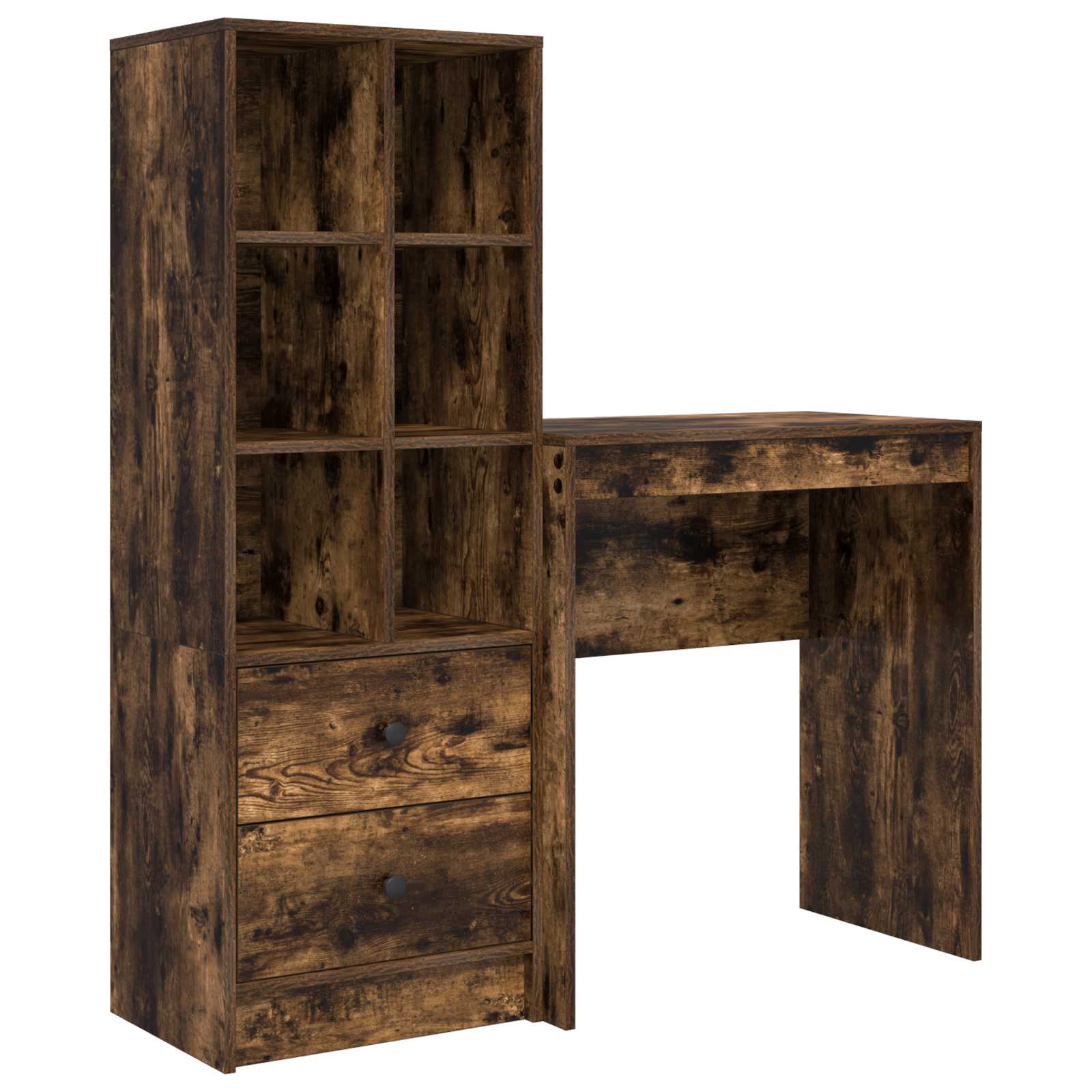 Bureau met lade met plank met opslag 2 pcs Gerookt eiken is nu te koop bij PeponiXL, paradijselijk wonen!
