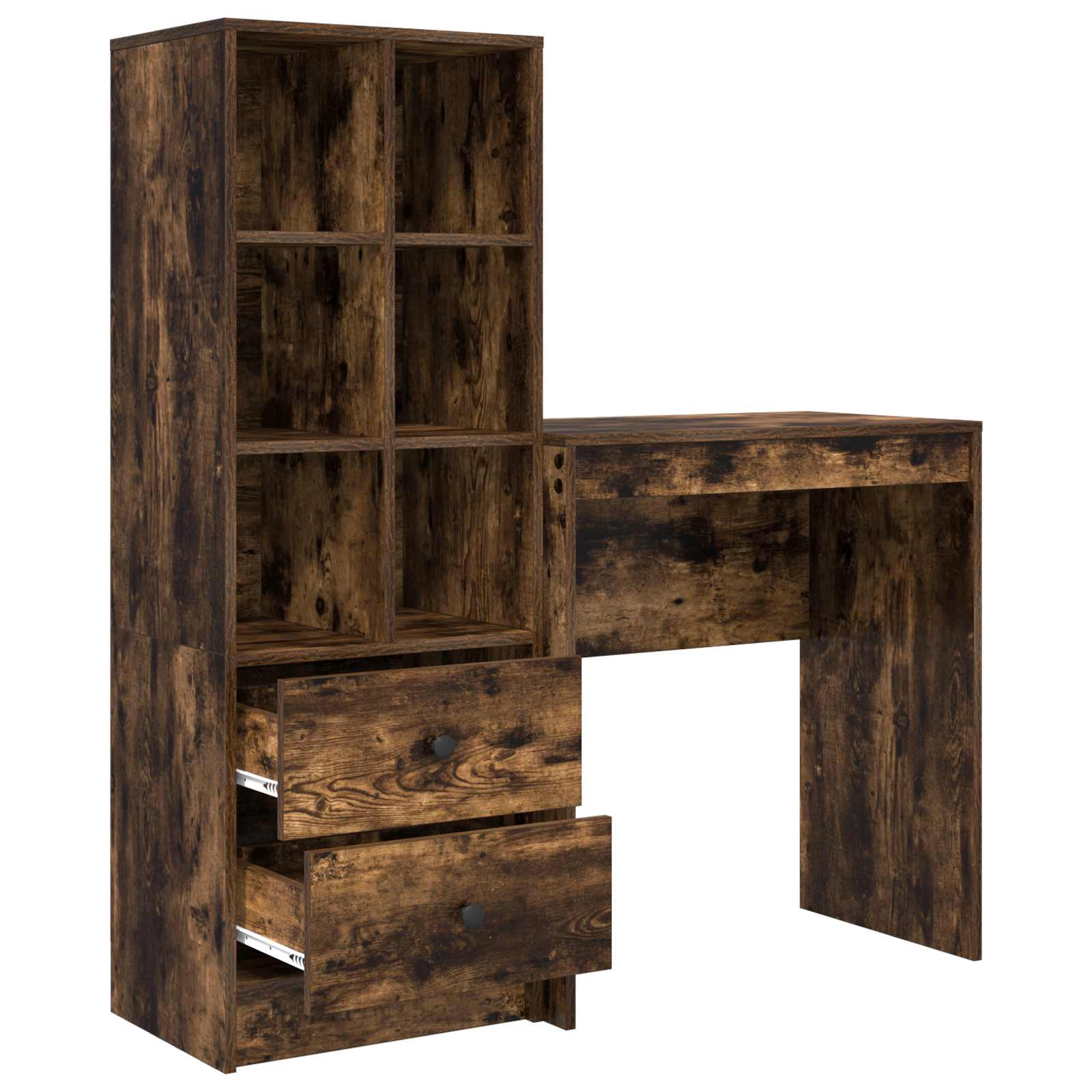 Bureau met lade met plank met opslag 2 pcs Gerookt eiken is nu te koop bij PeponiXL, paradijselijk wonen!