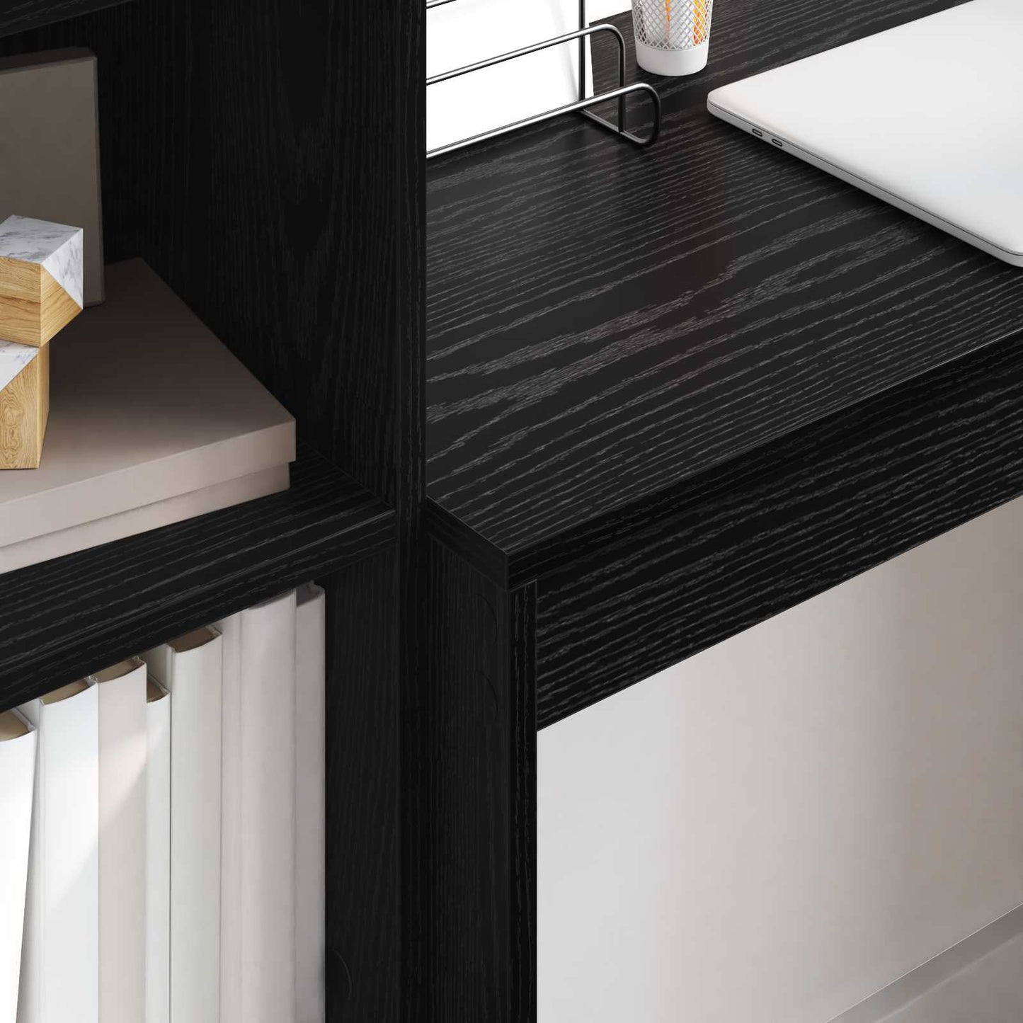 Bureau met lade met plank met opslag 2 pcs Zwart Eiken is nu te koop bij PeponiXL, paradijselijk wonen!