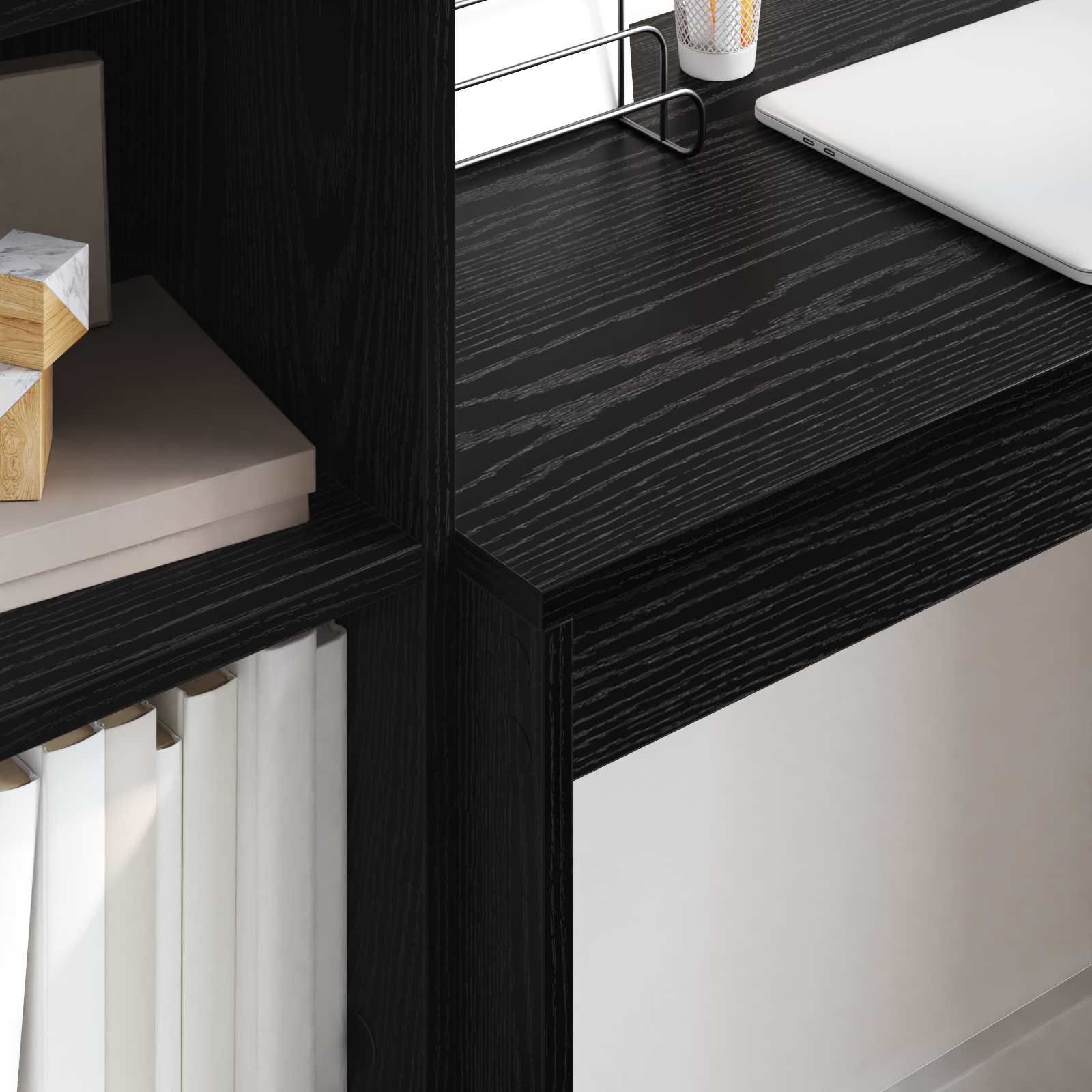 Bureau met lade met plank met opslag 2 pcs Zwart Eiken is nu te koop bij PeponiXL, paradijselijk wonen!
