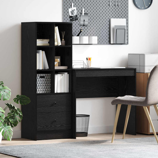 Bureau met lade met plank met opslag 2 pcs Zwart Eiken is nu te koop bij PeponiXL, paradijselijk wonen!