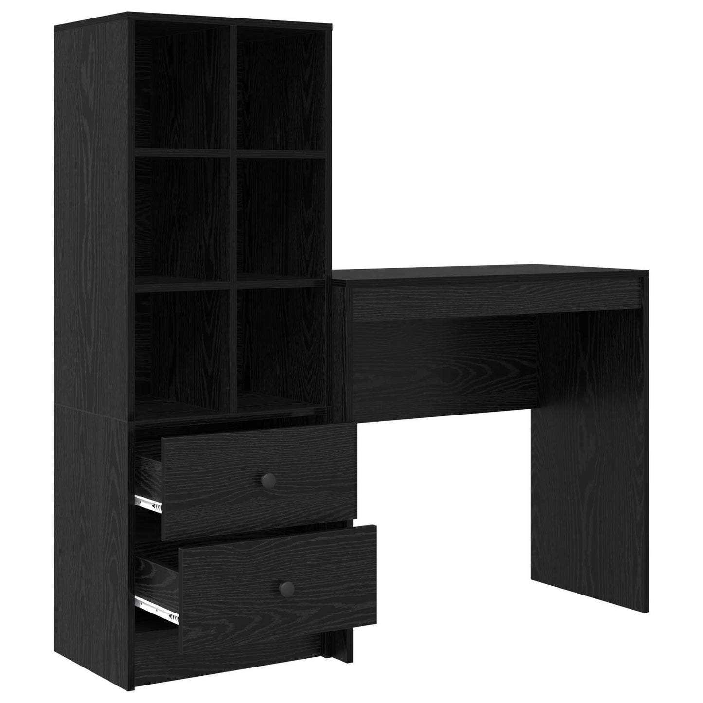 Bureau met lade met plank met opslag 2 pcs Zwart Eiken is nu te koop bij PeponiXL, paradijselijk wonen!
