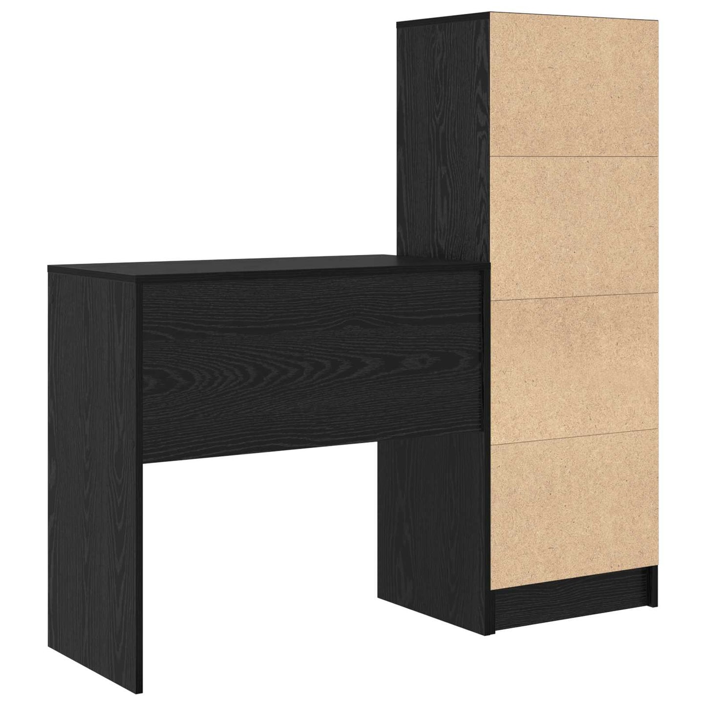 Bureau met lade met plank met opslag 2 pcs Zwart Eiken is nu te koop bij PeponiXL, paradijselijk wonen!