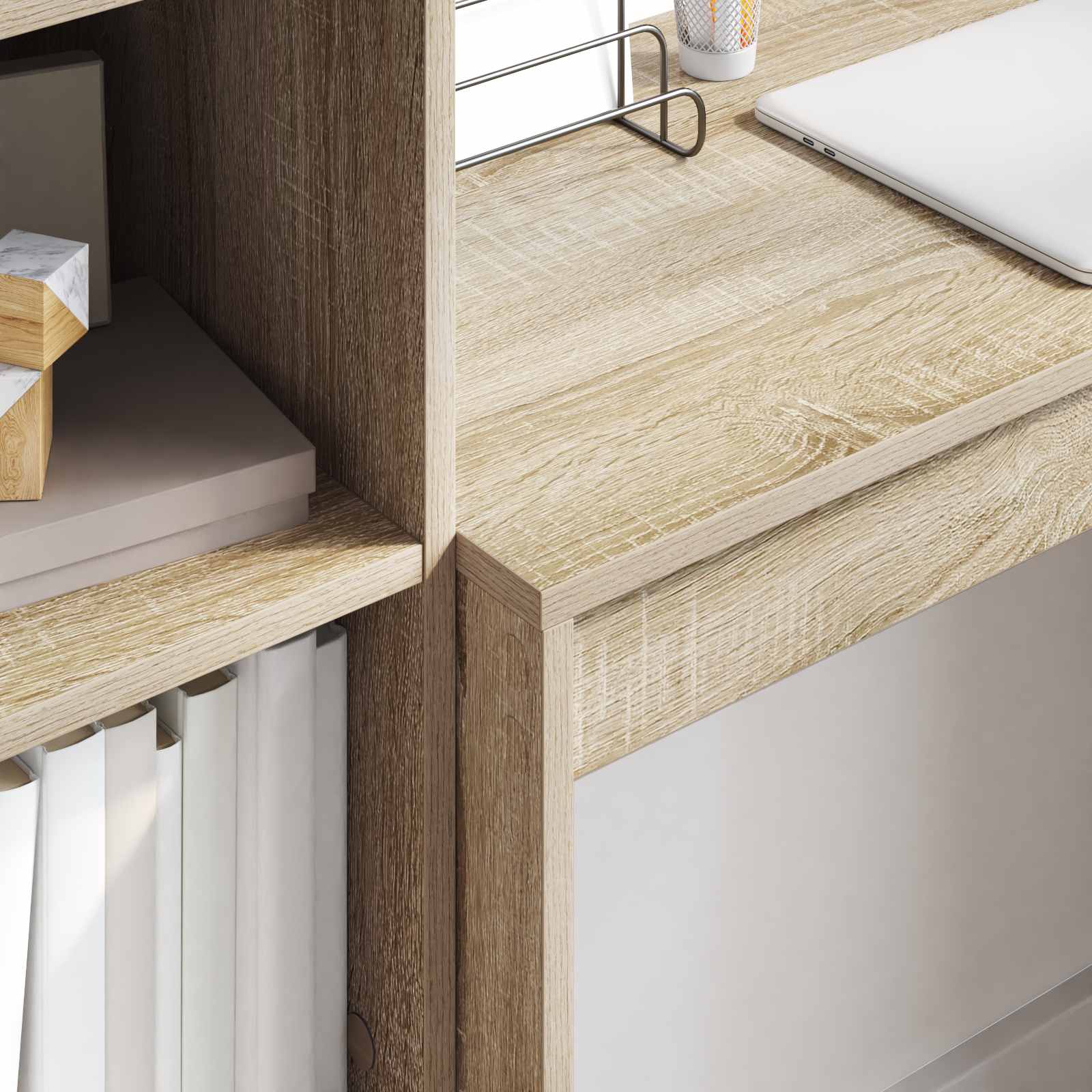 Bureau met lade met plank met opslag 2 pcs Sonoma Eiken is nu te koop bij PeponiXL, paradijselijk wonen!