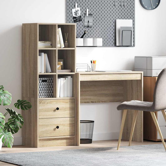 Bureau met lade met plank met opslag 2 pcs Sonoma Eiken is nu te koop bij PeponiXL, paradijselijk wonen!