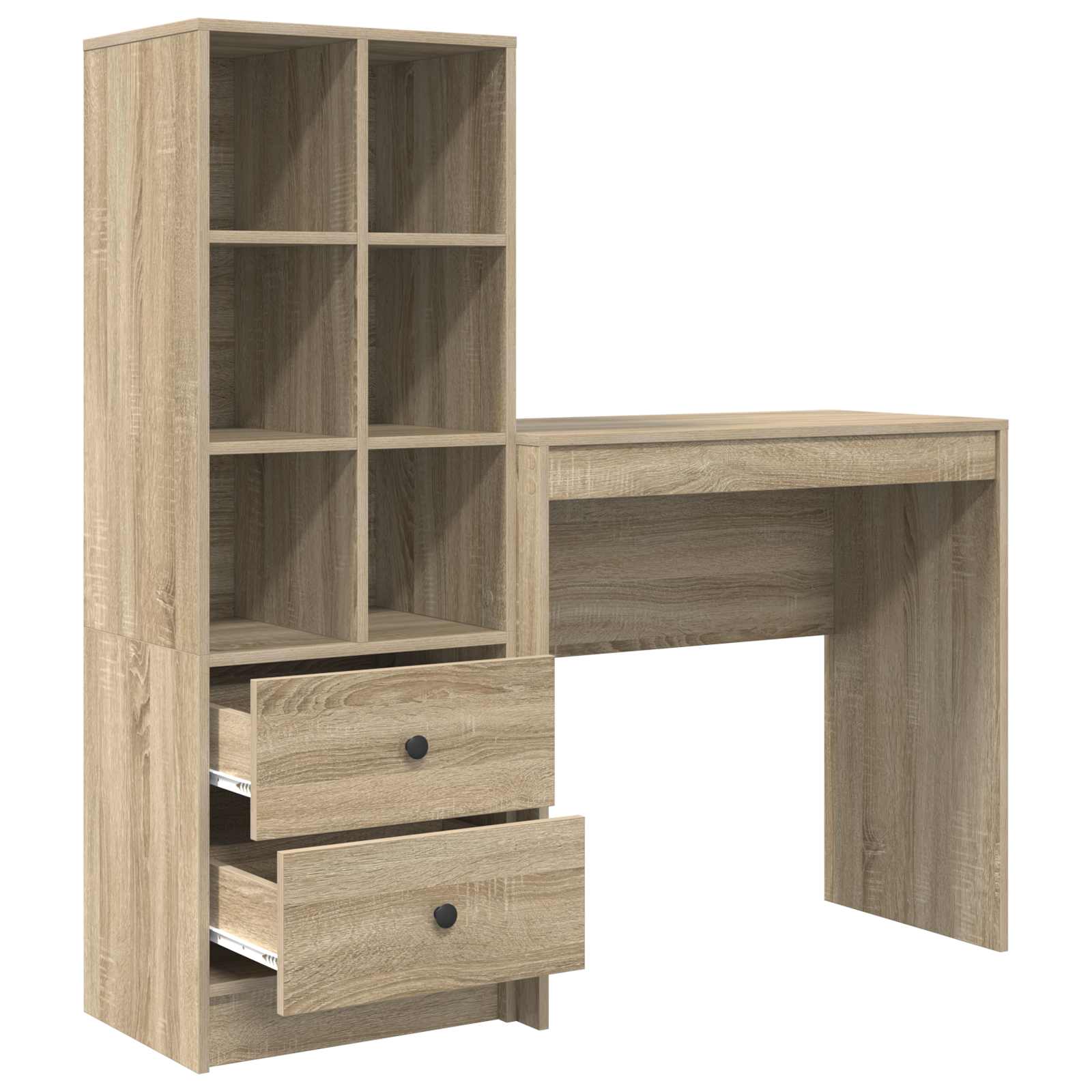 Bureau met lade met plank met opslag 2 pcs Sonoma Eiken is nu te koop bij PeponiXL, paradijselijk wonen!