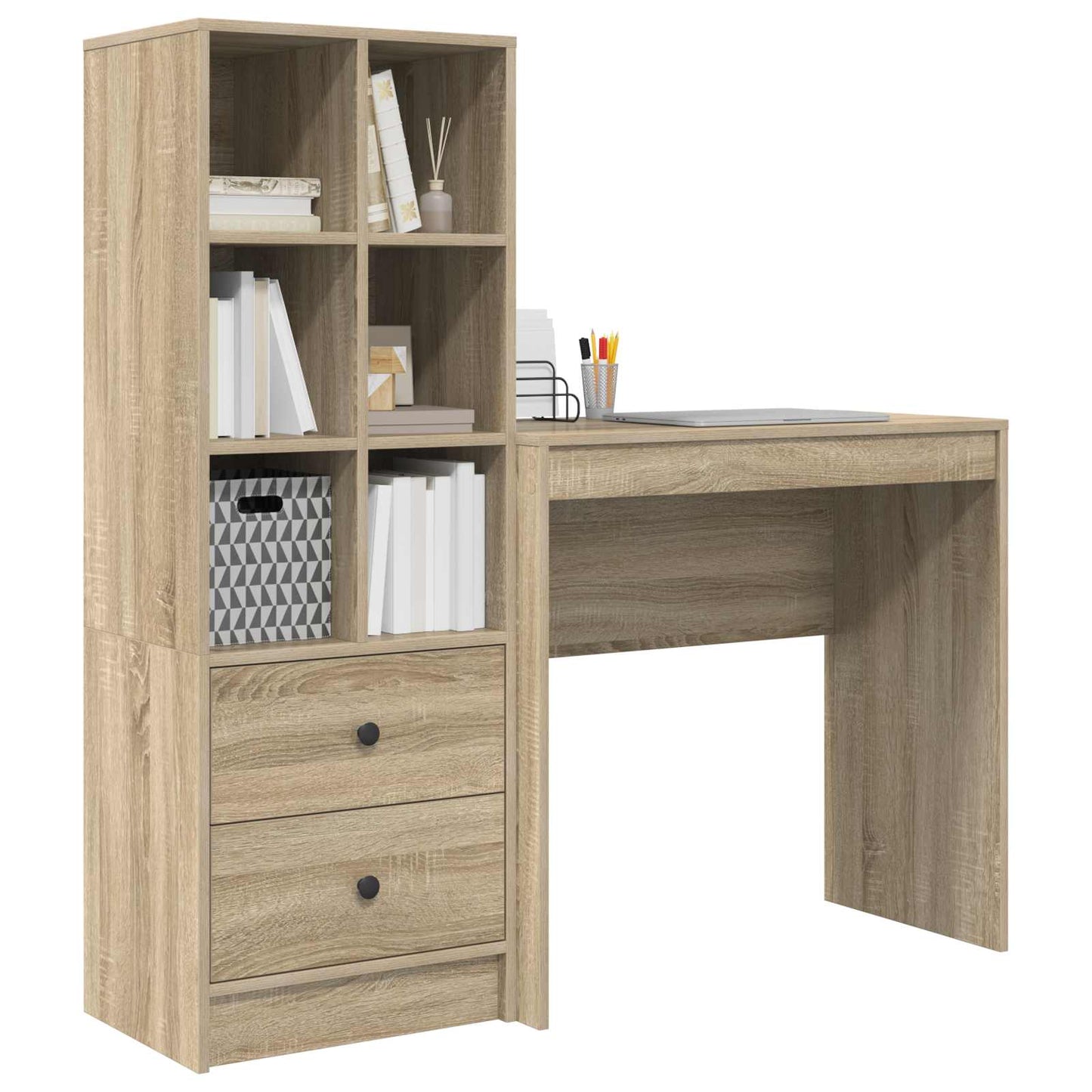 Bureau met lade met plank met opslag 2 pcs Sonoma Eiken is nu te koop bij PeponiXL, paradijselijk wonen!
