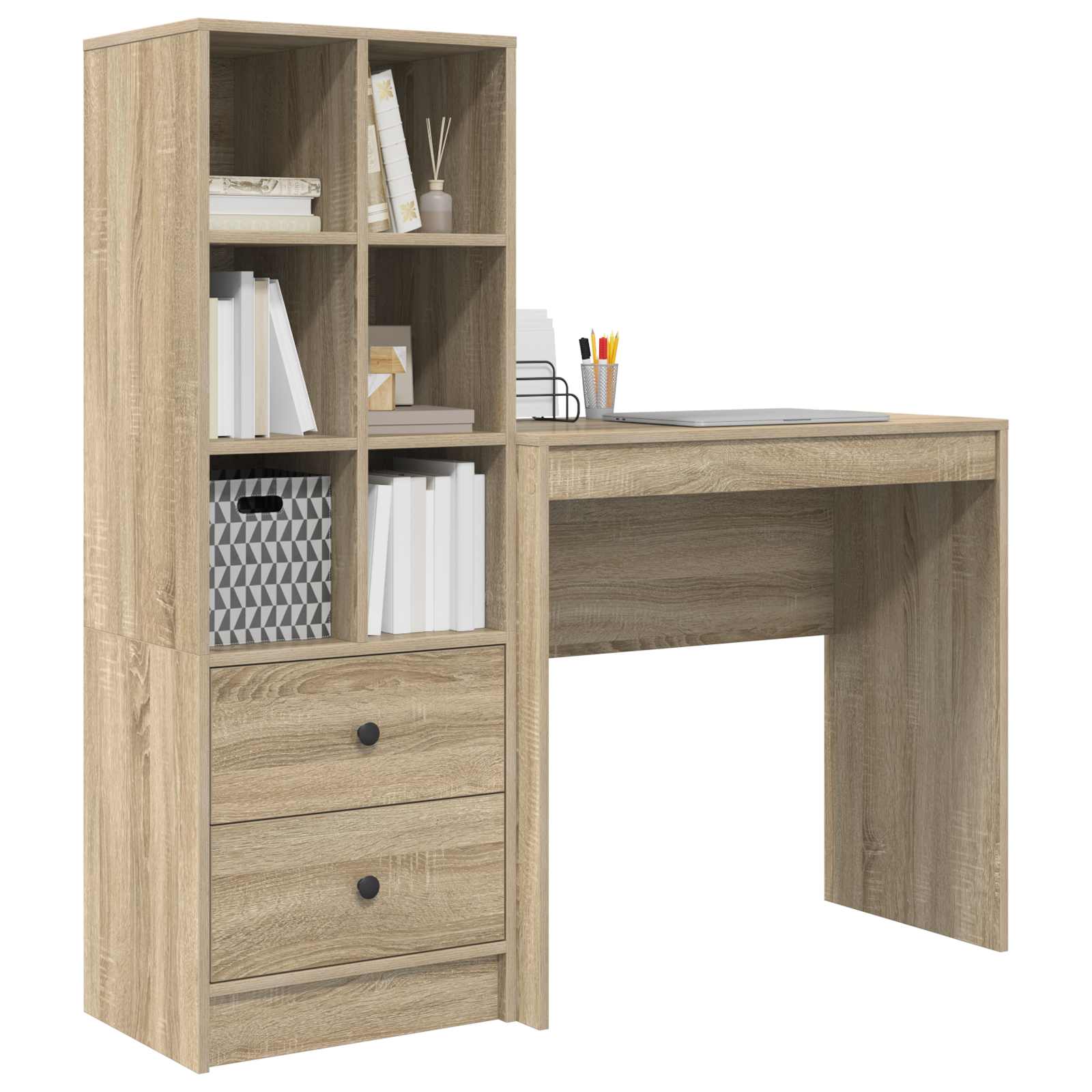 Bureau met lade met plank met opslag 2 pcs Sonoma Eiken is nu te koop bij PeponiXL, paradijselijk wonen!