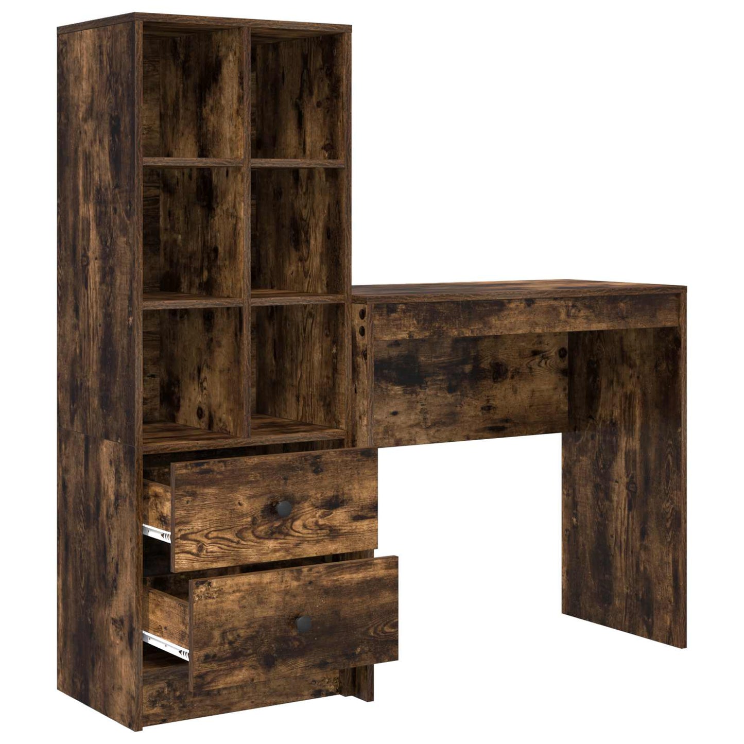 Bureau met lade met plank met opslag 2 pcs Gerookt eiken is nu te koop bij PeponiXL, paradijselijk wonen!