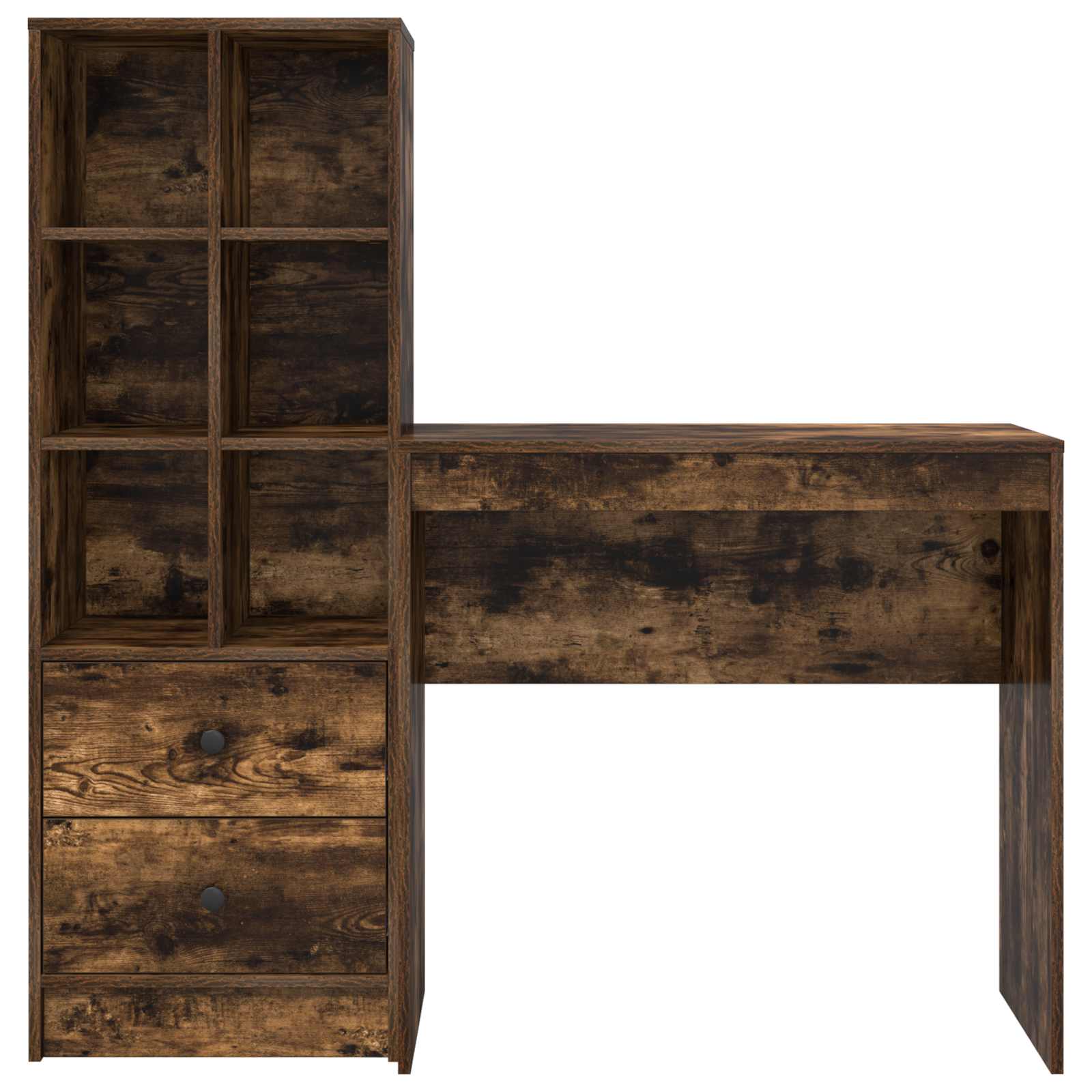 Bureau met lade met plank met opslag 2 pcs Gerookt eiken is nu te koop bij PeponiXL, paradijselijk wonen!