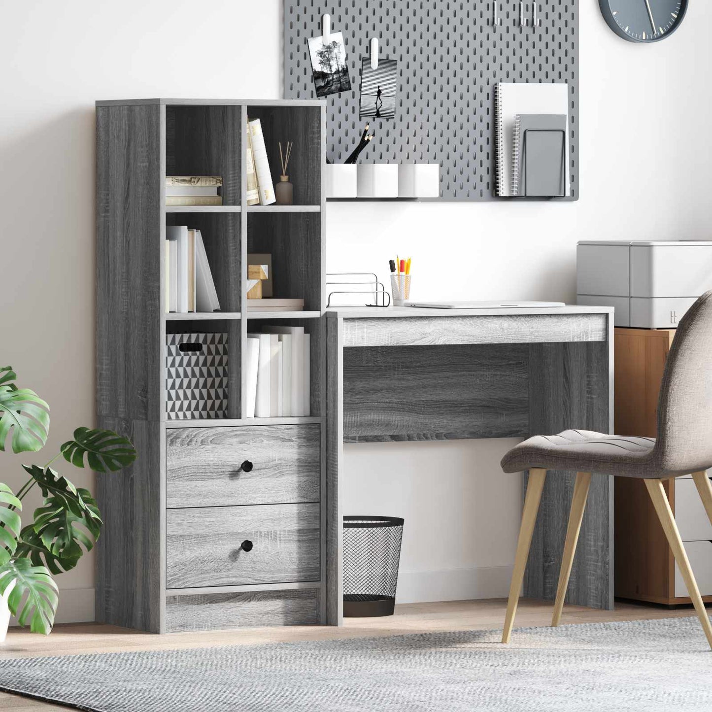 Bureau met lade met plank met opslag 2 pcs Grijs Sonoma is nu te koop bij PeponiXL, paradijselijk wonen!