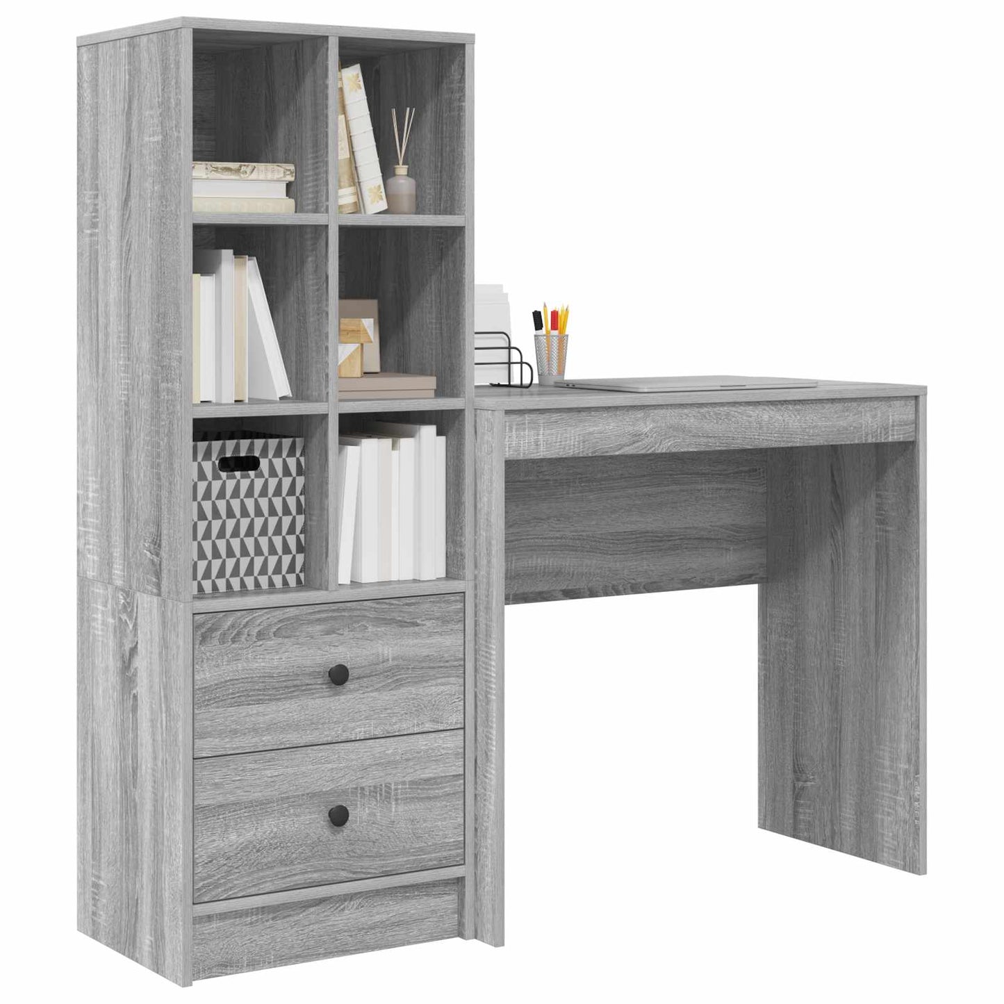 Bureau met lade met plank met opslag 2 pcs Grijs Sonoma is nu te koop bij PeponiXL, paradijselijk wonen!