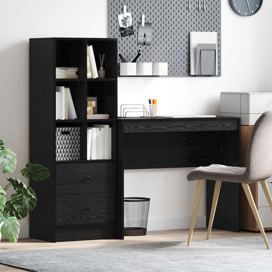 Bureau met lade met plank met opslag 2 pcs Zwart Eiken is nu te koop bij PeponiXL, paradijselijk wonen!