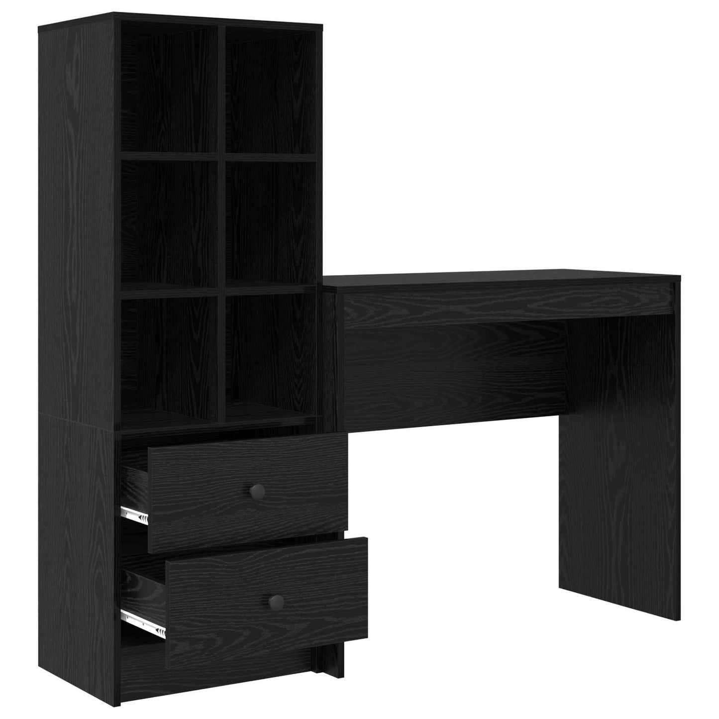 Bureau met lade met plank met opslag 2 pcs Zwart Eiken is nu te koop bij PeponiXL, paradijselijk wonen!