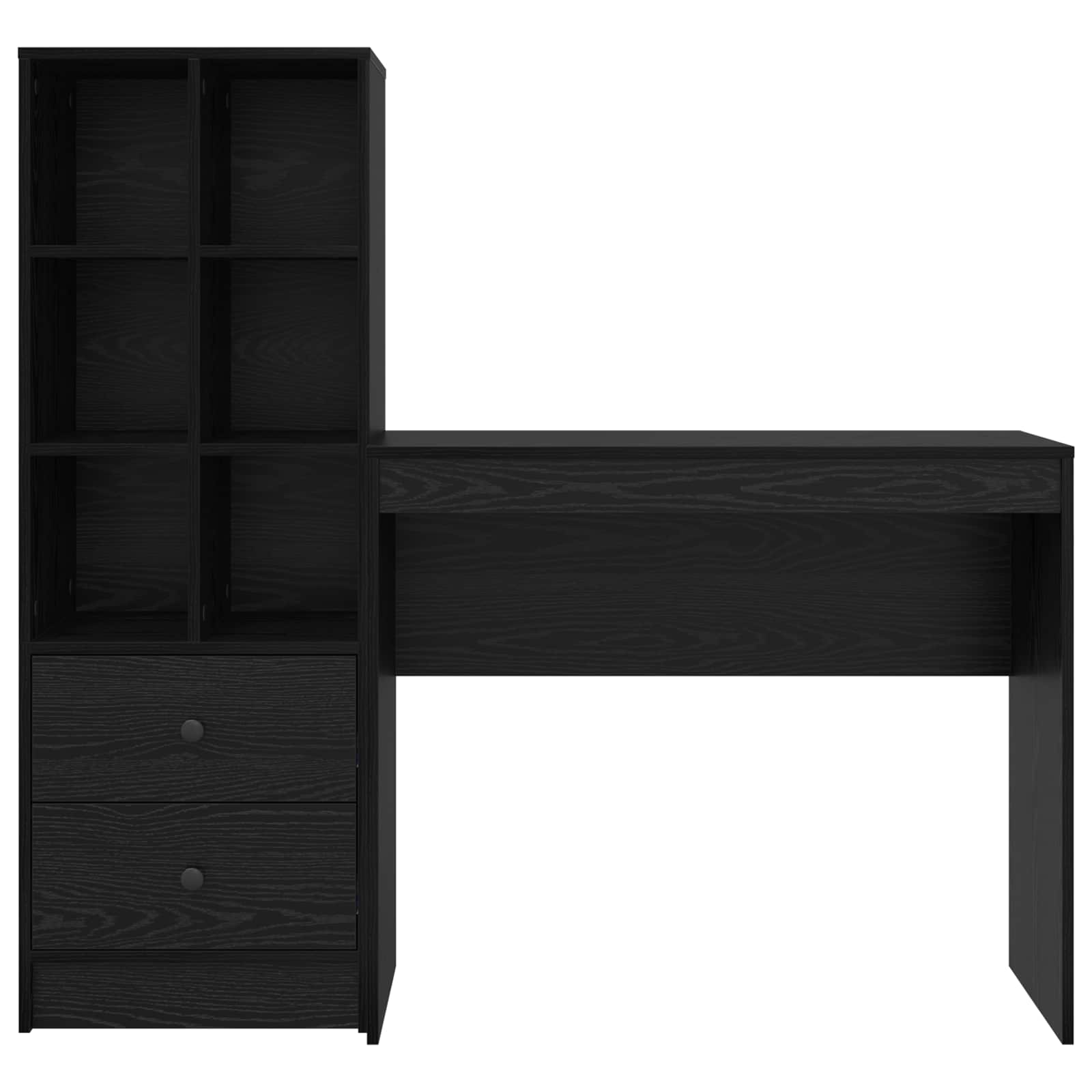 Bureau met lade met plank met opslag 2 pcs Zwart Eiken is nu te koop bij PeponiXL, paradijselijk wonen!