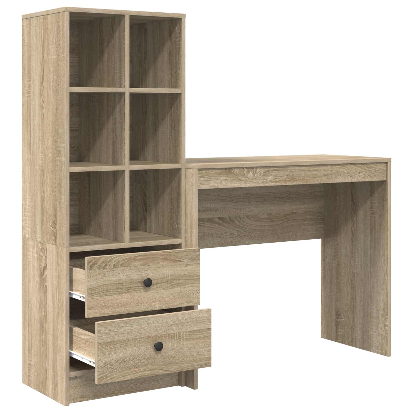 Bureau met lade met plank met opslag 2 pcs Sonoma Eiken is nu te koop bij PeponiXL, paradijselijk wonen!