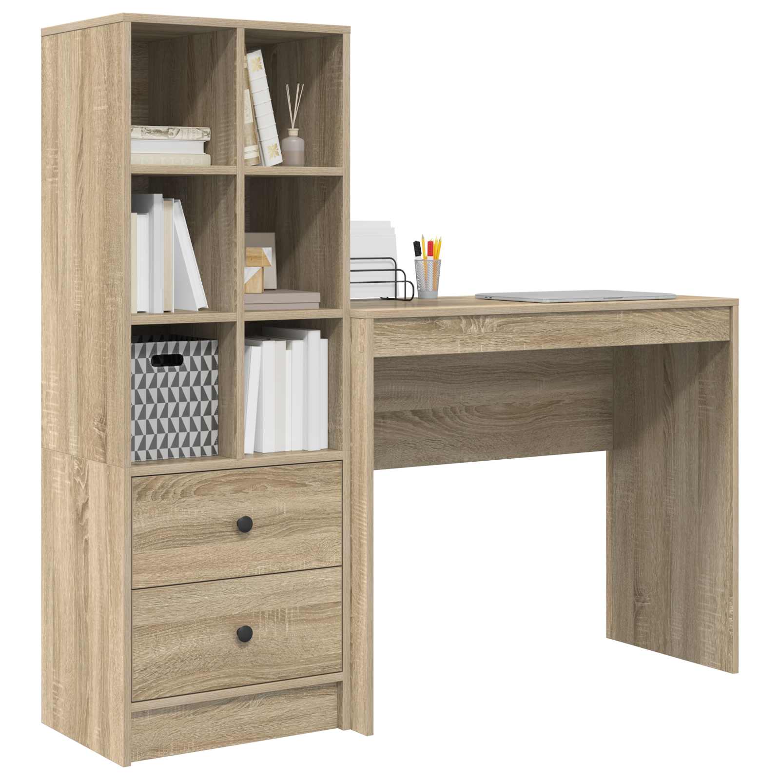 Bureau met lade met plank met opslag 2 pcs Sonoma Eiken is nu te koop bij PeponiXL, paradijselijk wonen!