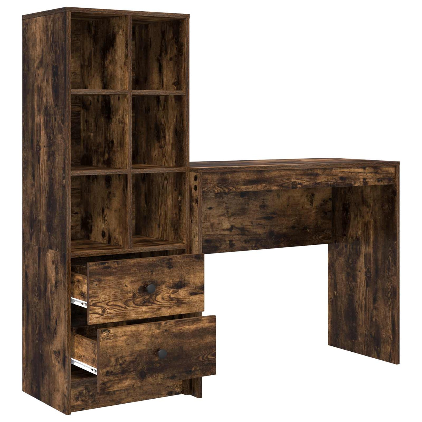 Bureau met lade met plank met opslag 2 pcs Gerookt eiken is nu te koop bij PeponiXL, paradijselijk wonen!