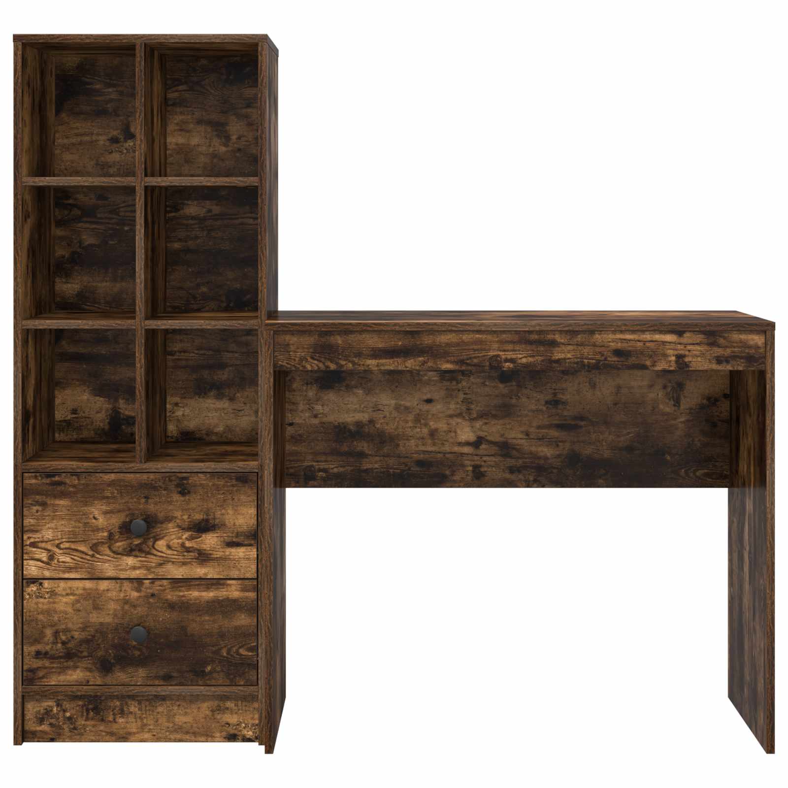 Bureau met lade met plank met opslag 2 pcs Gerookt eiken is nu te koop bij PeponiXL, paradijselijk wonen!