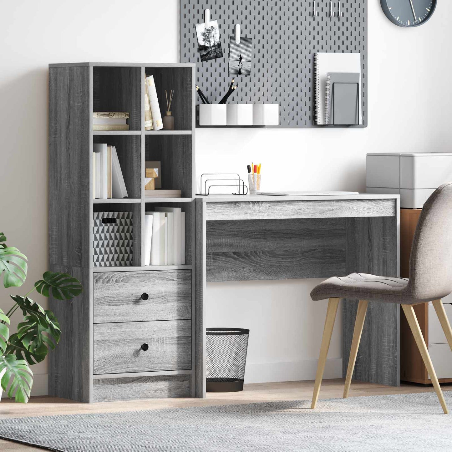 Bureau met lade met plank met opslag 2 pcs Grijs Sonoma is nu te koop bij PeponiXL, paradijselijk wonen!