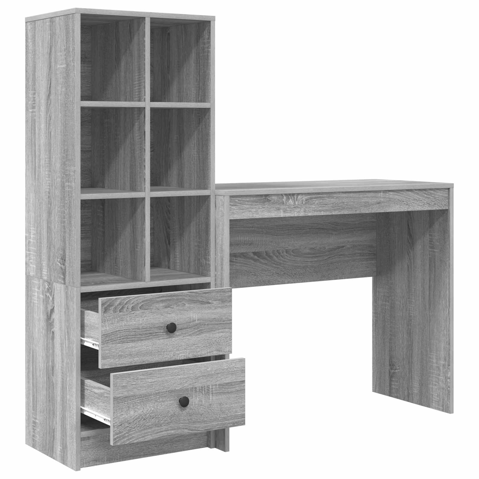 Bureau met lade met plank met opslag 2 pcs Grijs Sonoma is nu te koop bij PeponiXL, paradijselijk wonen!