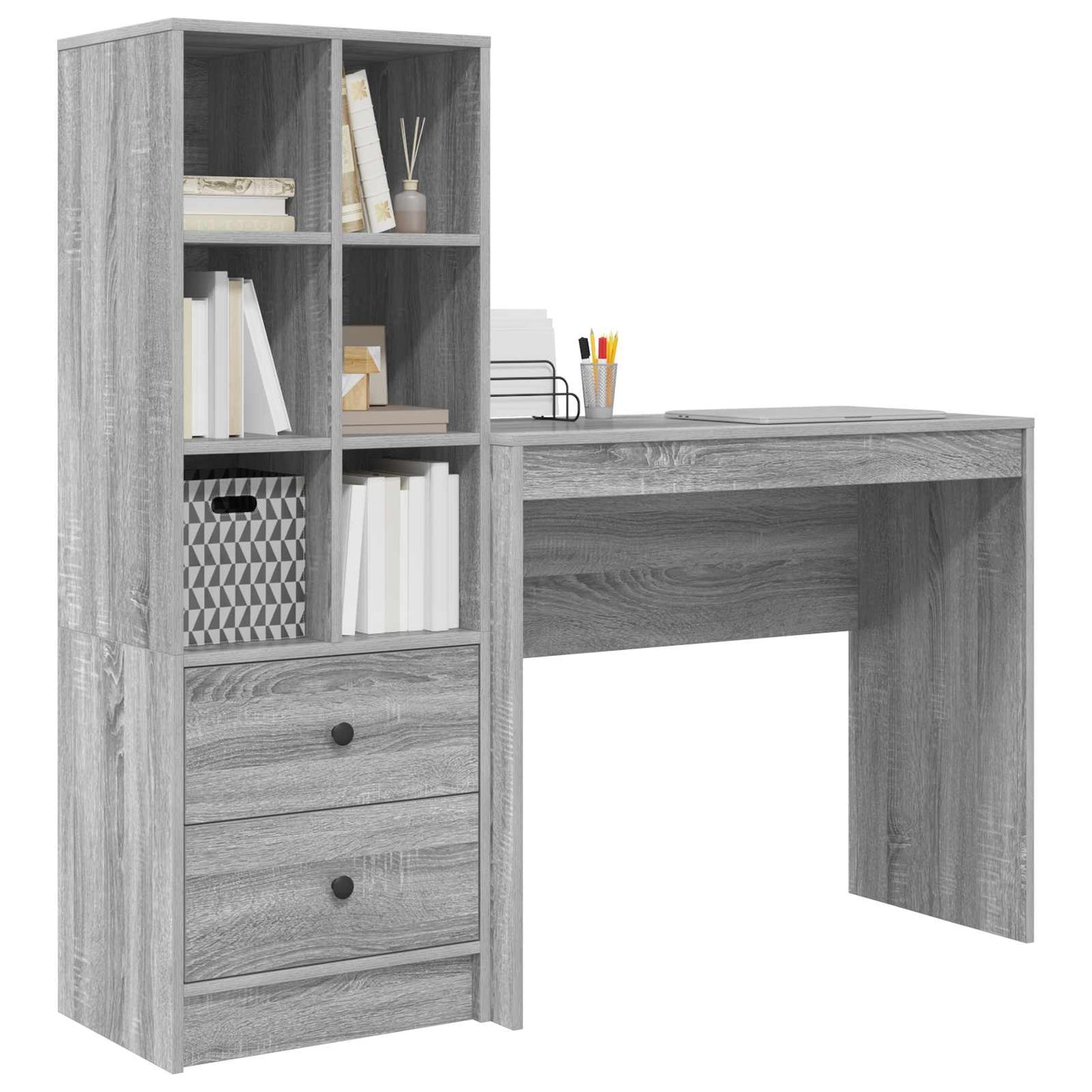 Bureau met lade met plank met opslag 2 pcs Grijs Sonoma is nu te koop bij PeponiXL, paradijselijk wonen!