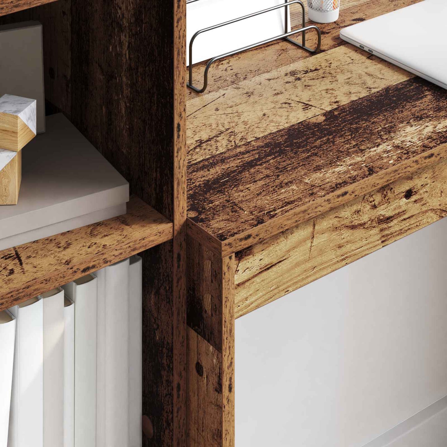Bureau met lade met plank met opslag 2 pcs Oudhout is nu te koop bij PeponiXL, paradijselijk wonen!