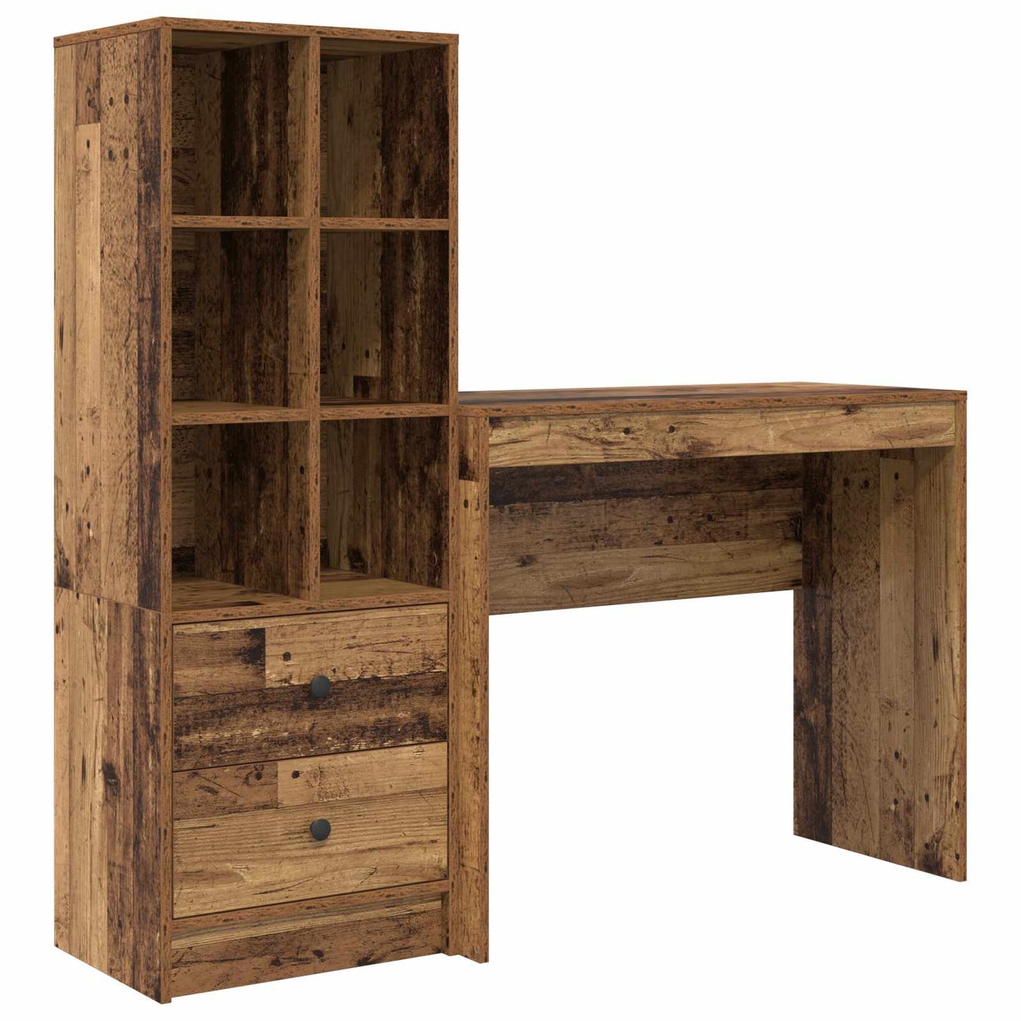 Bureau met lade met plank met opslag 2 pcs Oudhout is nu te koop bij PeponiXL, paradijselijk wonen!