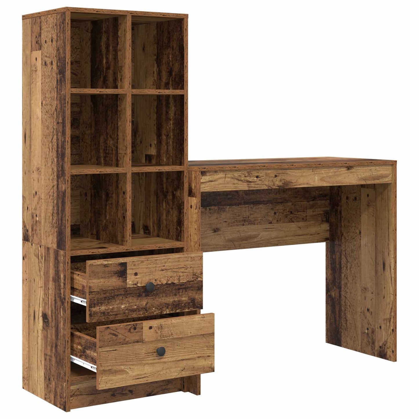 Bureau met lade met plank met opslag 2 pcs Oudhout is nu te koop bij PeponiXL, paradijselijk wonen!