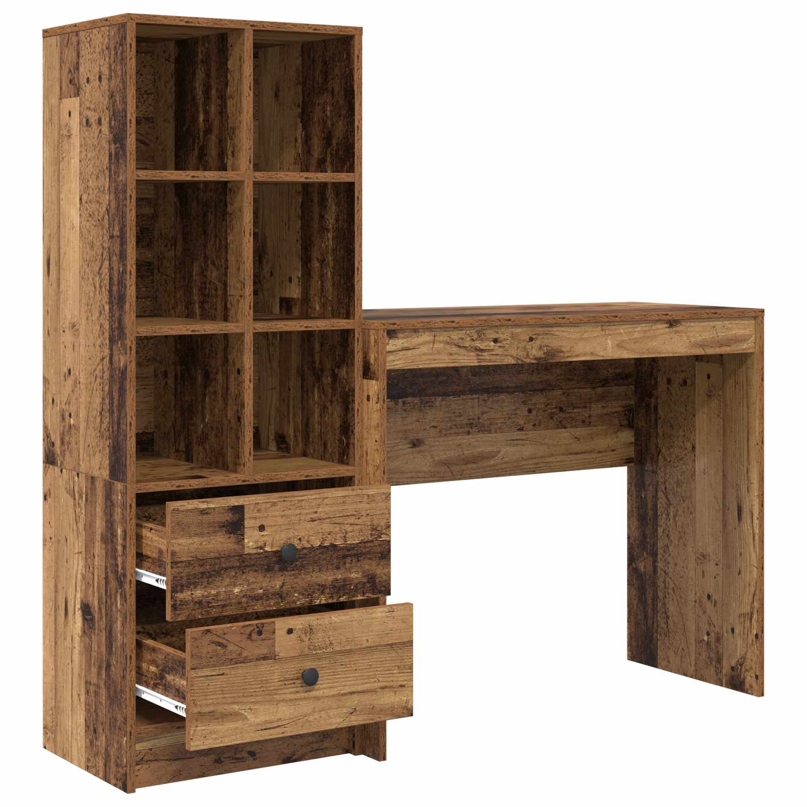 Bureau met lade met plank met opslag 2 pcs Oudhout is nu te koop bij PeponiXL, paradijselijk wonen!