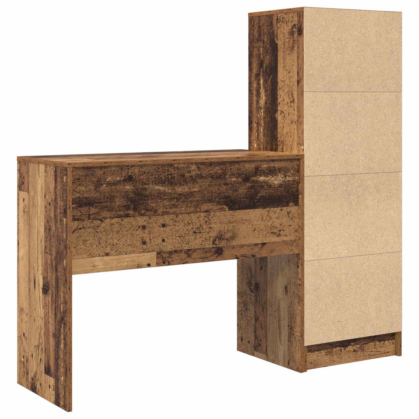 Bureau met lade met plank met opslag 2 pcs Oudhout is nu te koop bij PeponiXL, paradijselijk wonen!