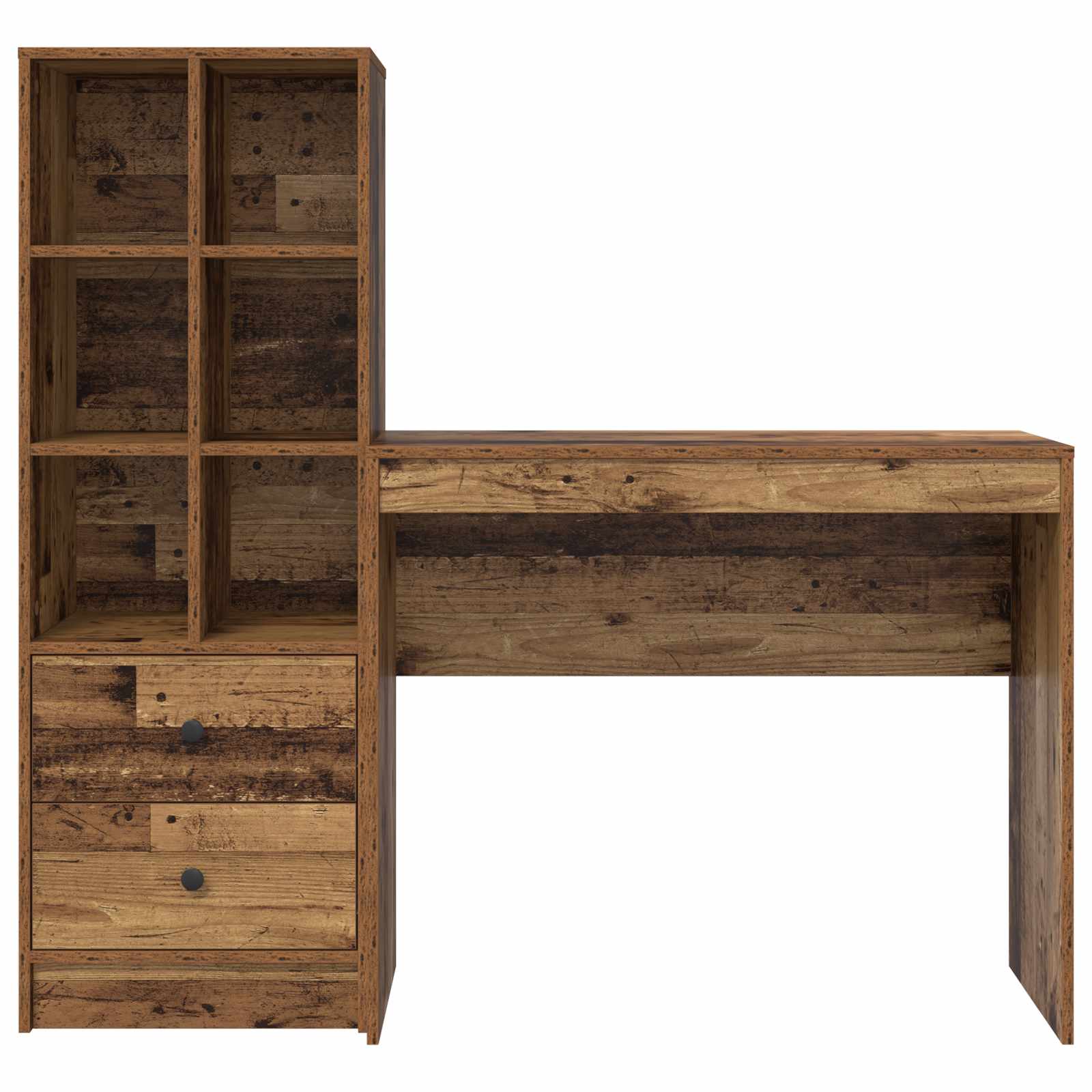 Bureau met lade met plank met opslag 2 pcs Oudhout is nu te koop bij PeponiXL, paradijselijk wonen!