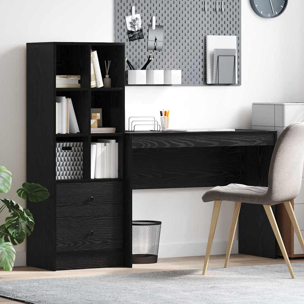 Bureau met lade 2 pcs Zwart Eiken is nu te koop bij PeponiXL, paradijselijk wonen!