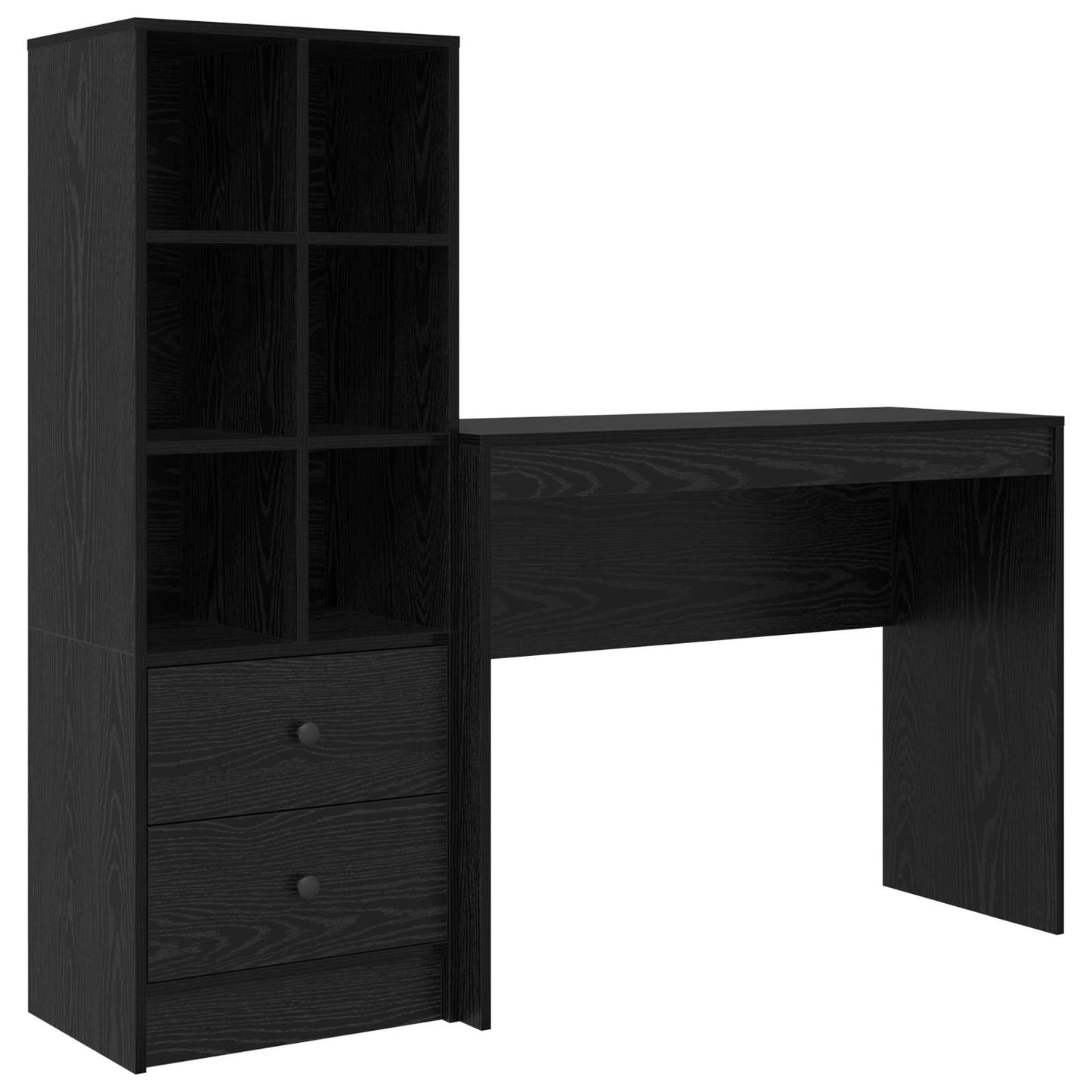Bureau met lade met plank met opslag 2 pcs Zwart Eiken is nu te koop bij PeponiXL, paradijselijk wonen!
